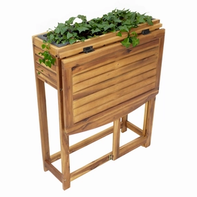 Sunnydaze Acacia Wood Raised Garden Bed with Shelf - 30.5" H decorative outdoor planter box designs