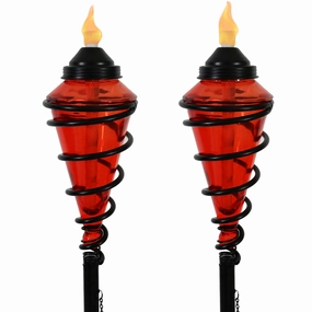 Sunnydaze Adjustable Height Metal Swirl Glass Outdoor Lawn Patio Torchoutdoor garden decorative ornaments