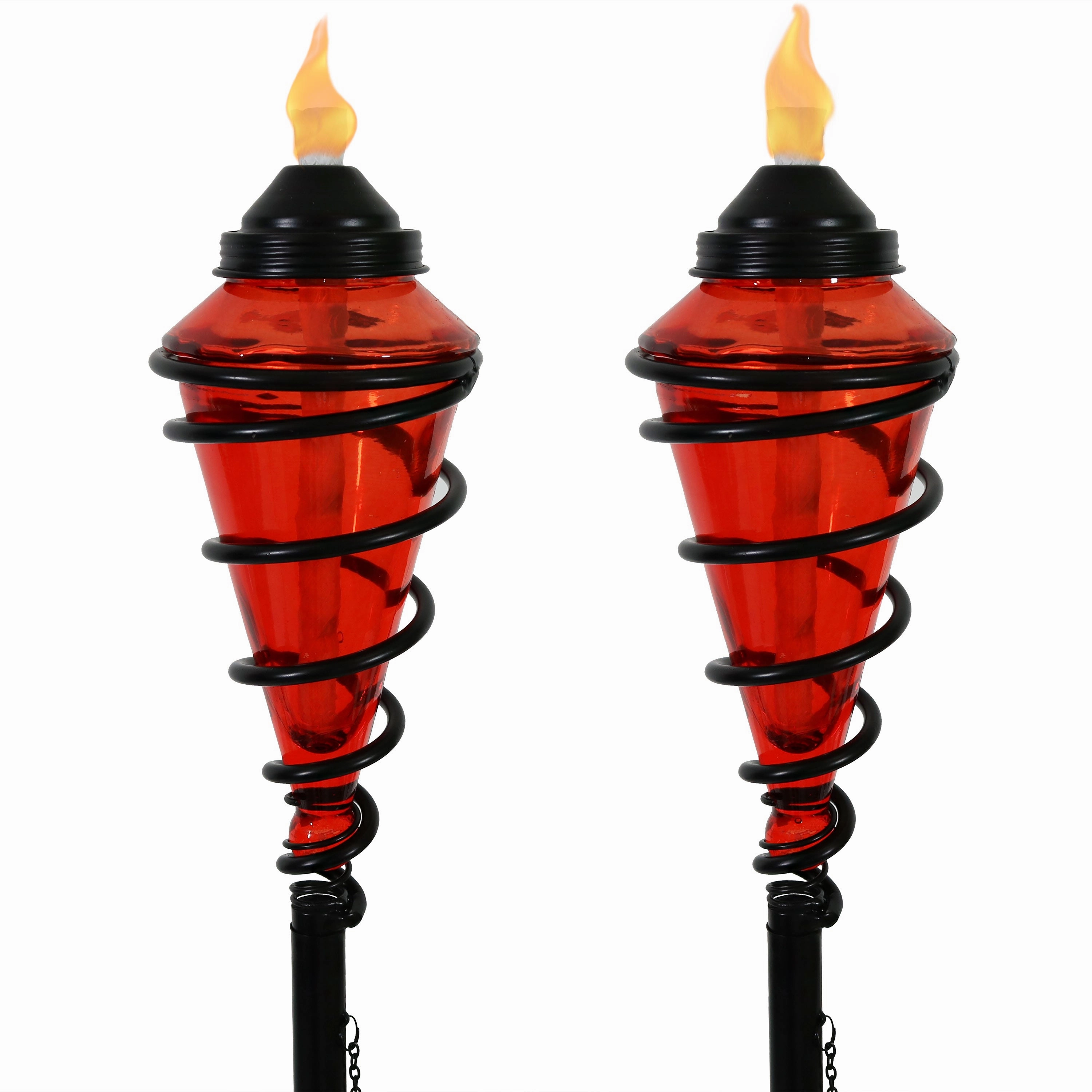 Sunnydaze Adjustable Height Metal Swirl Glass Outdoor Lawn Patio Torchoutdoor garden decorative ornaments