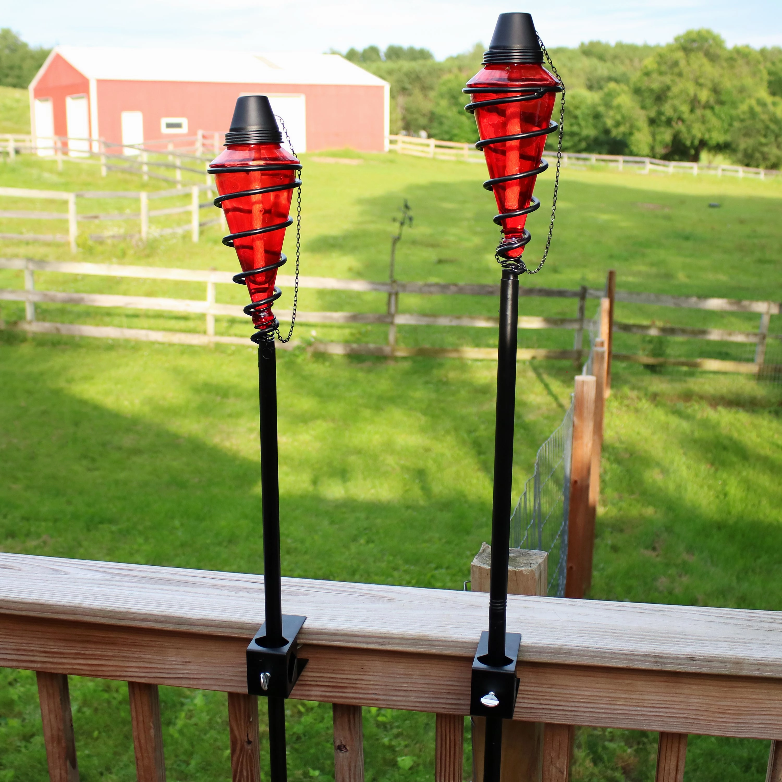 Sunnydaze Adjustable Height Metal Swirl Glass Outdoor Lawn Patio Torch