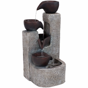 Sunnydaze Aged Tiered Vessels Solar Fountain with Battery Backup - 29"outdoor garden water fountain