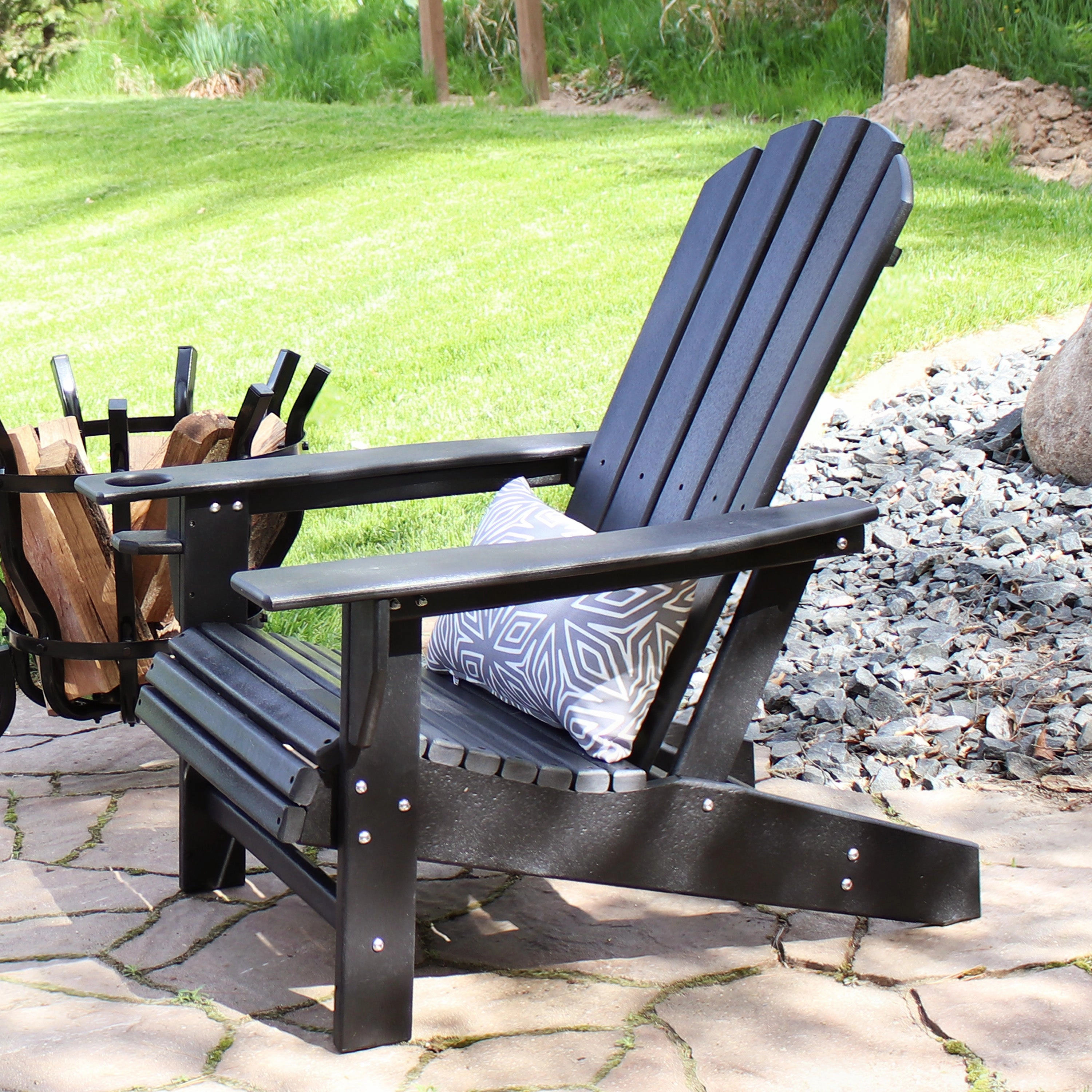 Sunnydaze All-Weather Lake-Style Adirondack Chair with Cup Holder