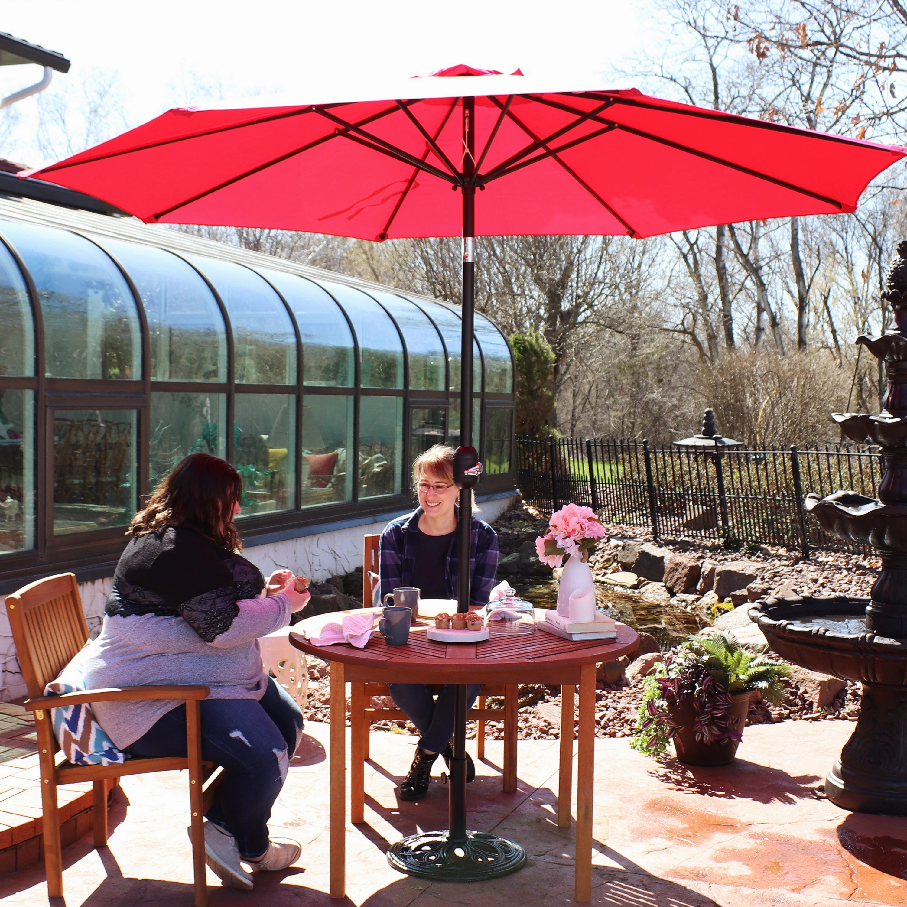 Sunnydaze Aluminum 9' Outdoor Patio Umbrella with Tilt and Crank