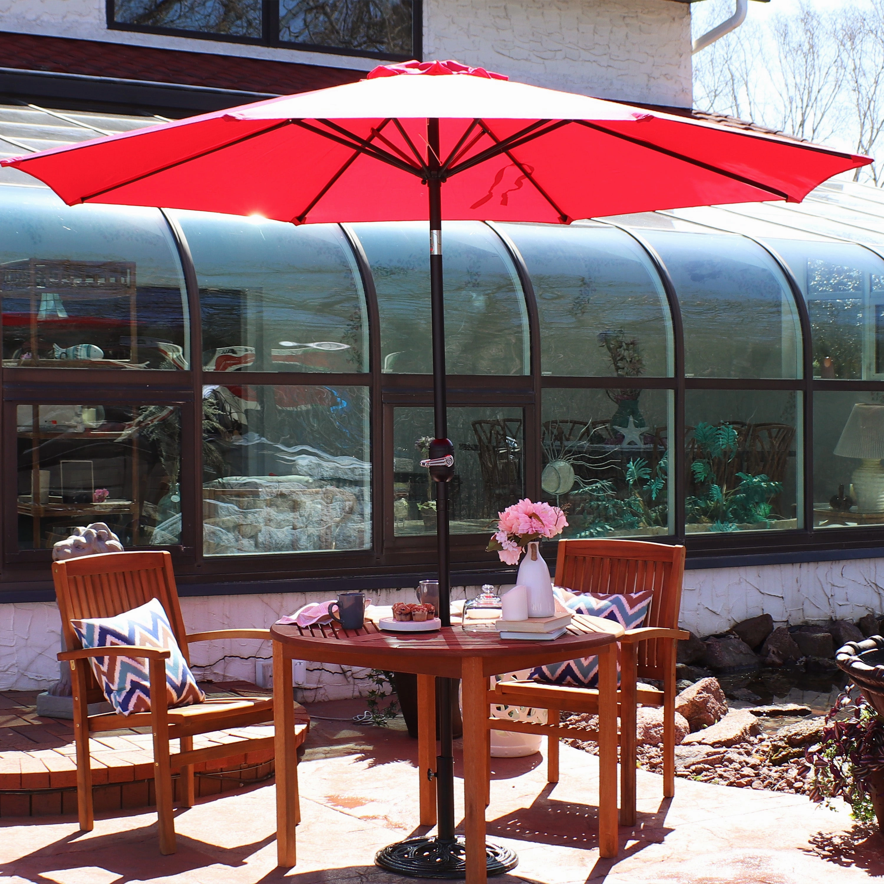 Sunnydaze Aluminum 9' Outdoor Patio Umbrella with Tilt and Crank