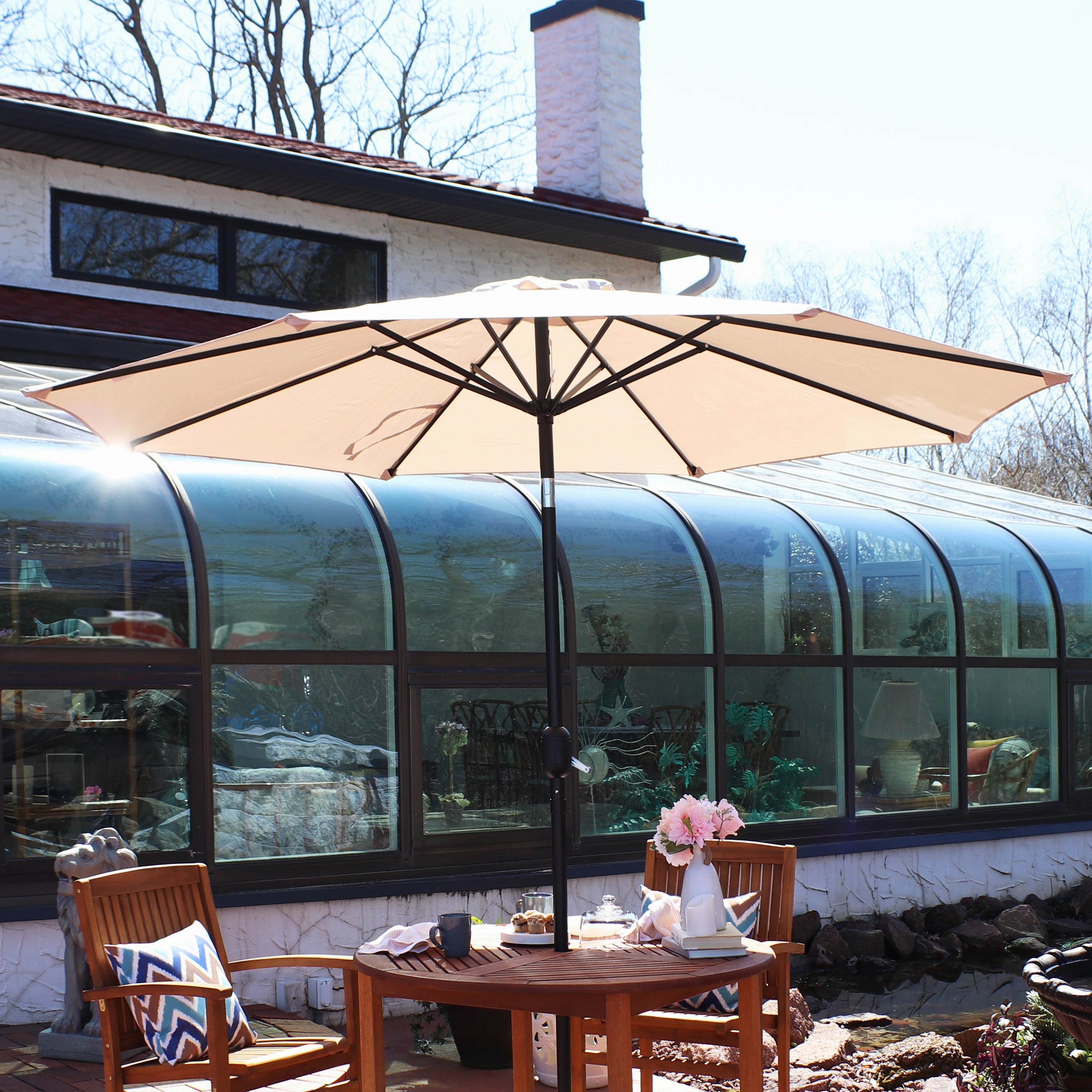 Sunnydaze Aluminum 9' Outdoor Patio Umbrella with Tilt and Crank