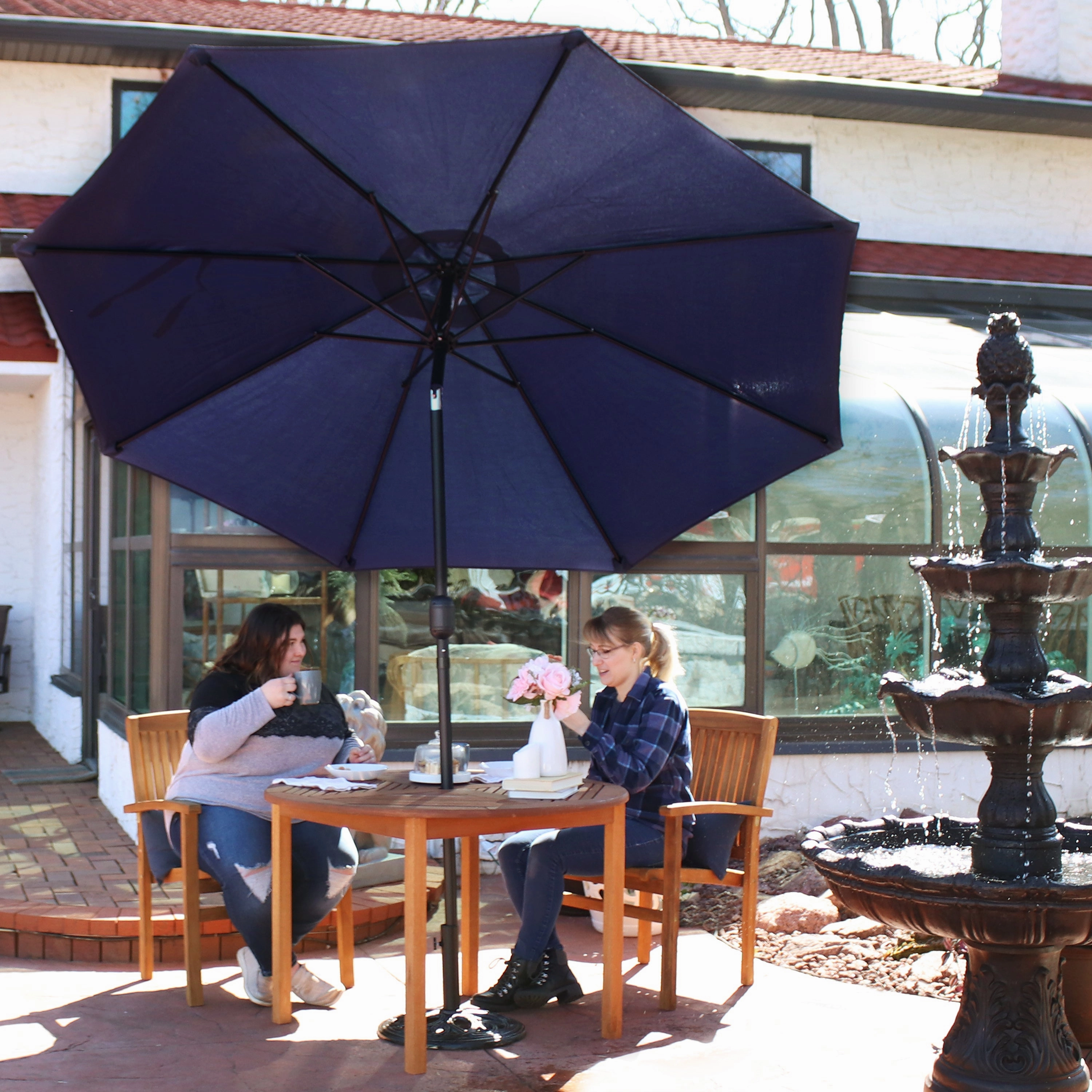Sunnydaze Aluminum 9' Outdoor Patio Umbrella with Tilt and Crank