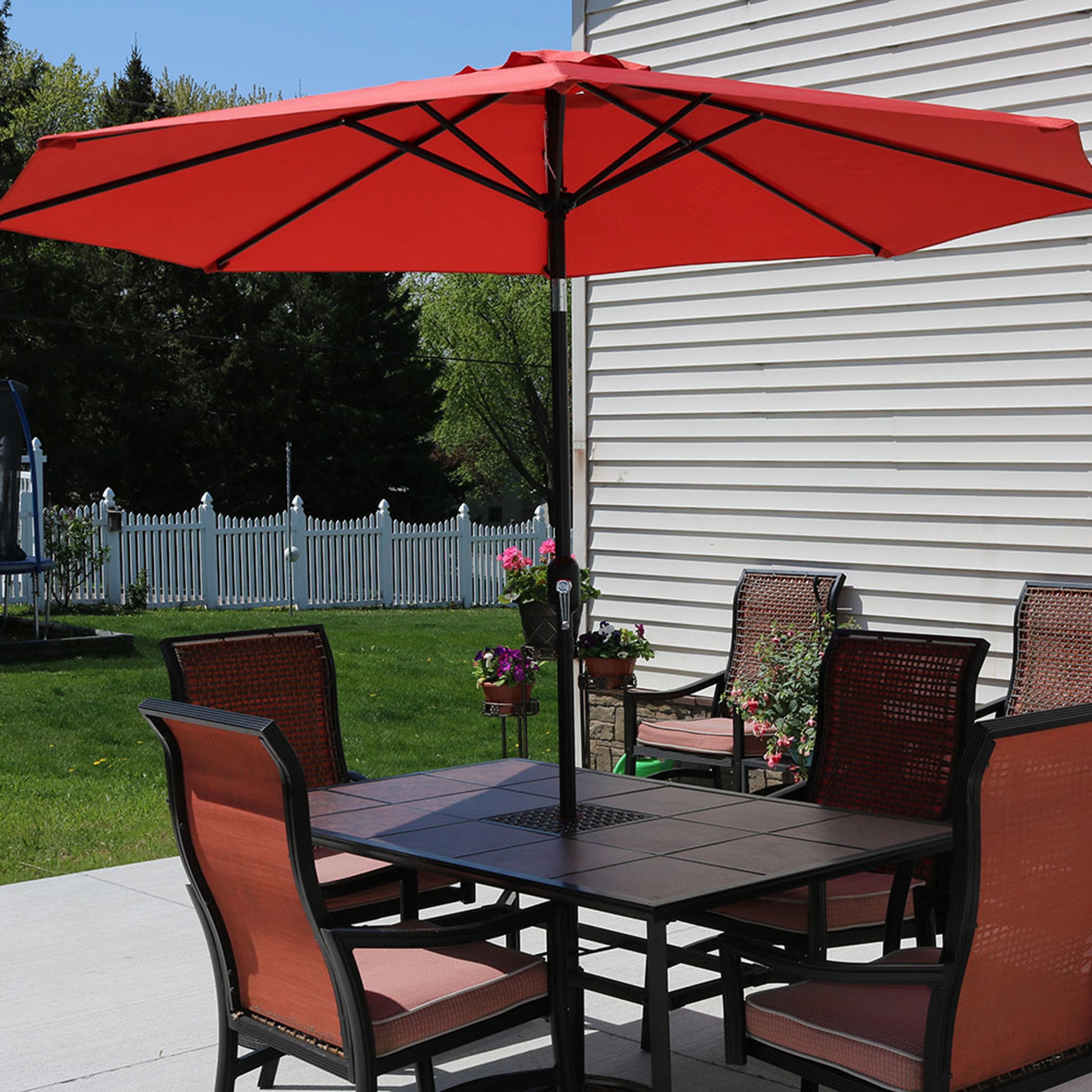 Sunnydaze Aluminum 9' Outdoor Patio Umbrella with Tilt and Crank