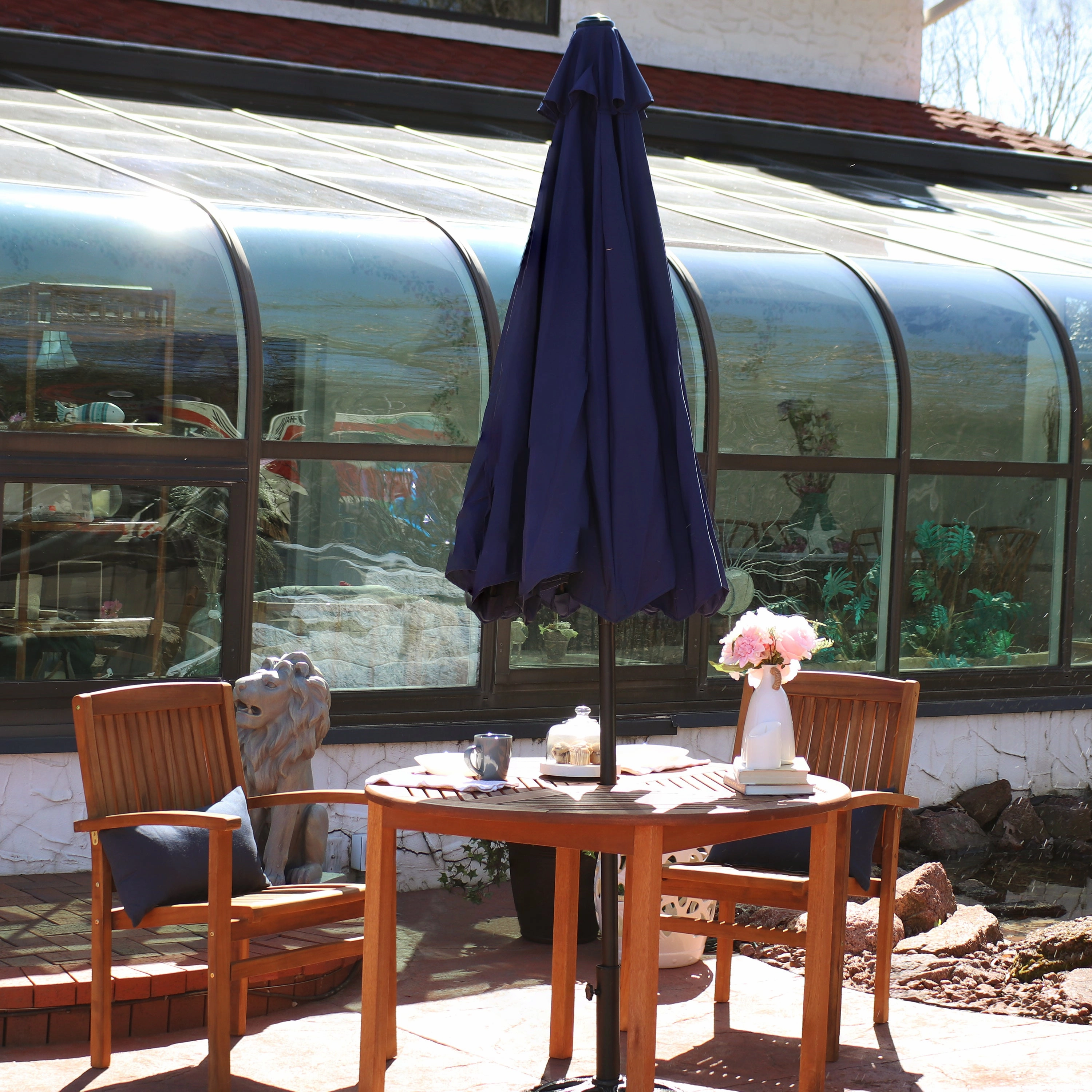 Sunnydaze Aluminum 9' Outdoor Patio Umbrella with Tilt and Crank