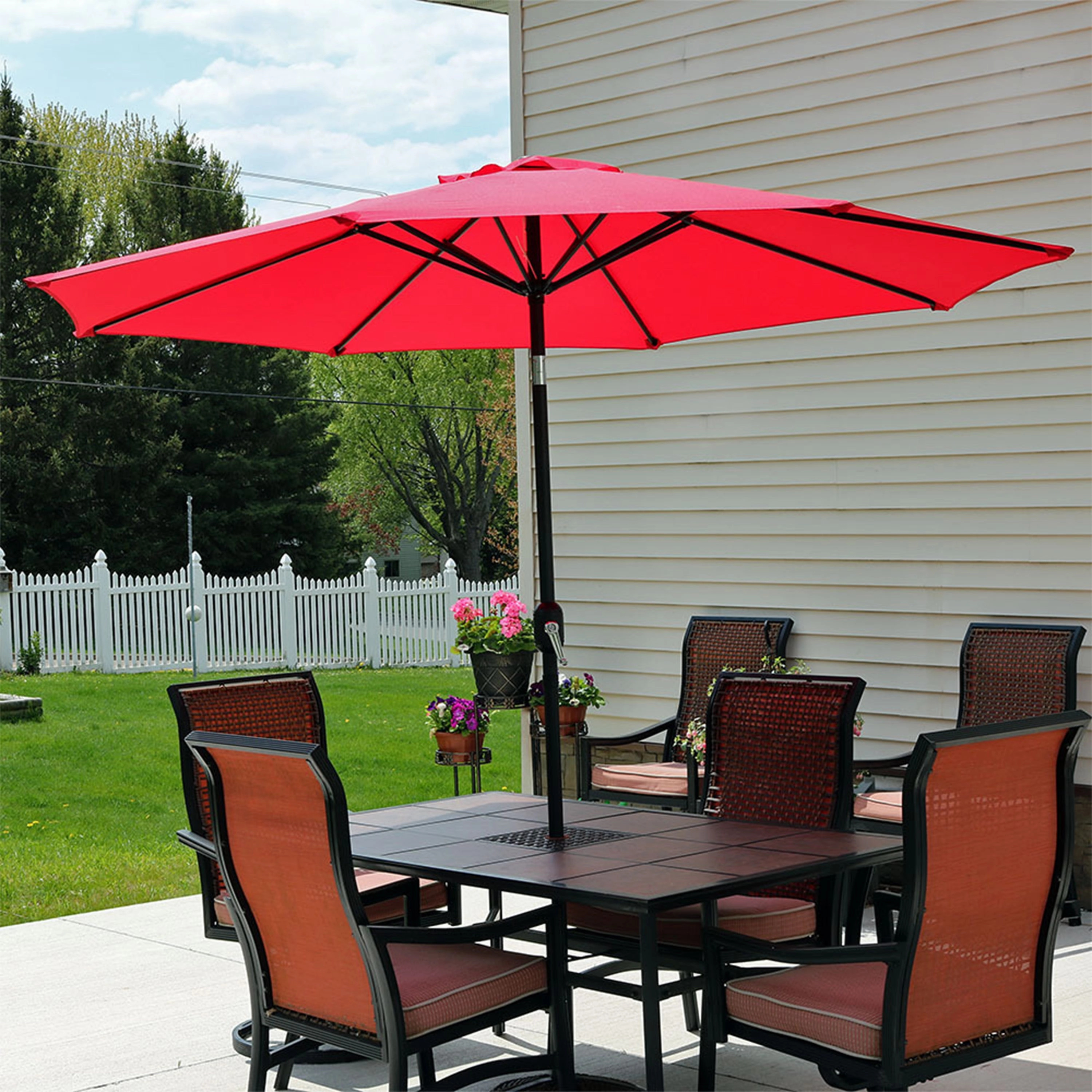 Sunnydaze Aluminum 9' Outdoor Patio Umbrella with Tilt and Crank