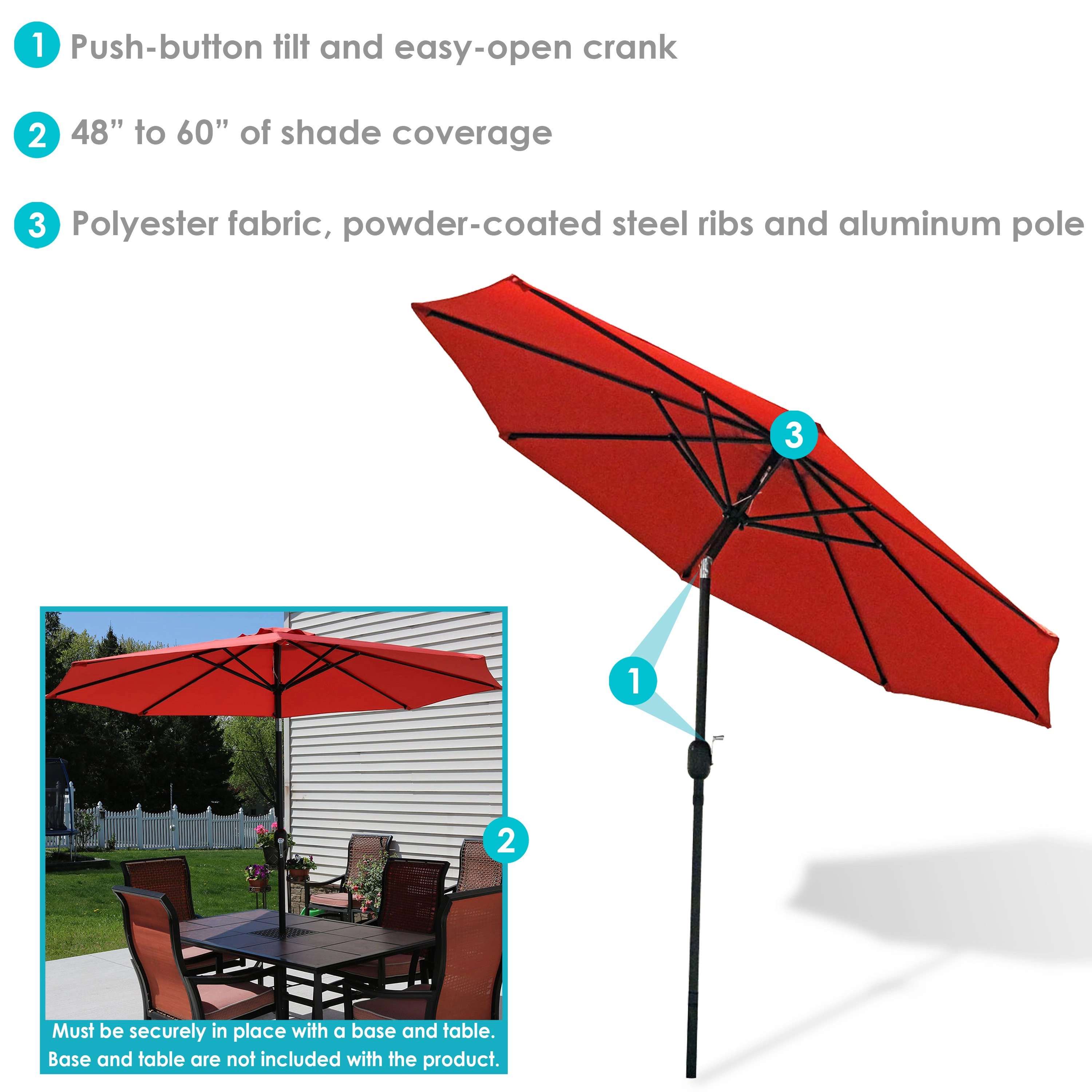 Sunnydaze Aluminum 9' Outdoor Patio Umbrella with Tilt and Crank