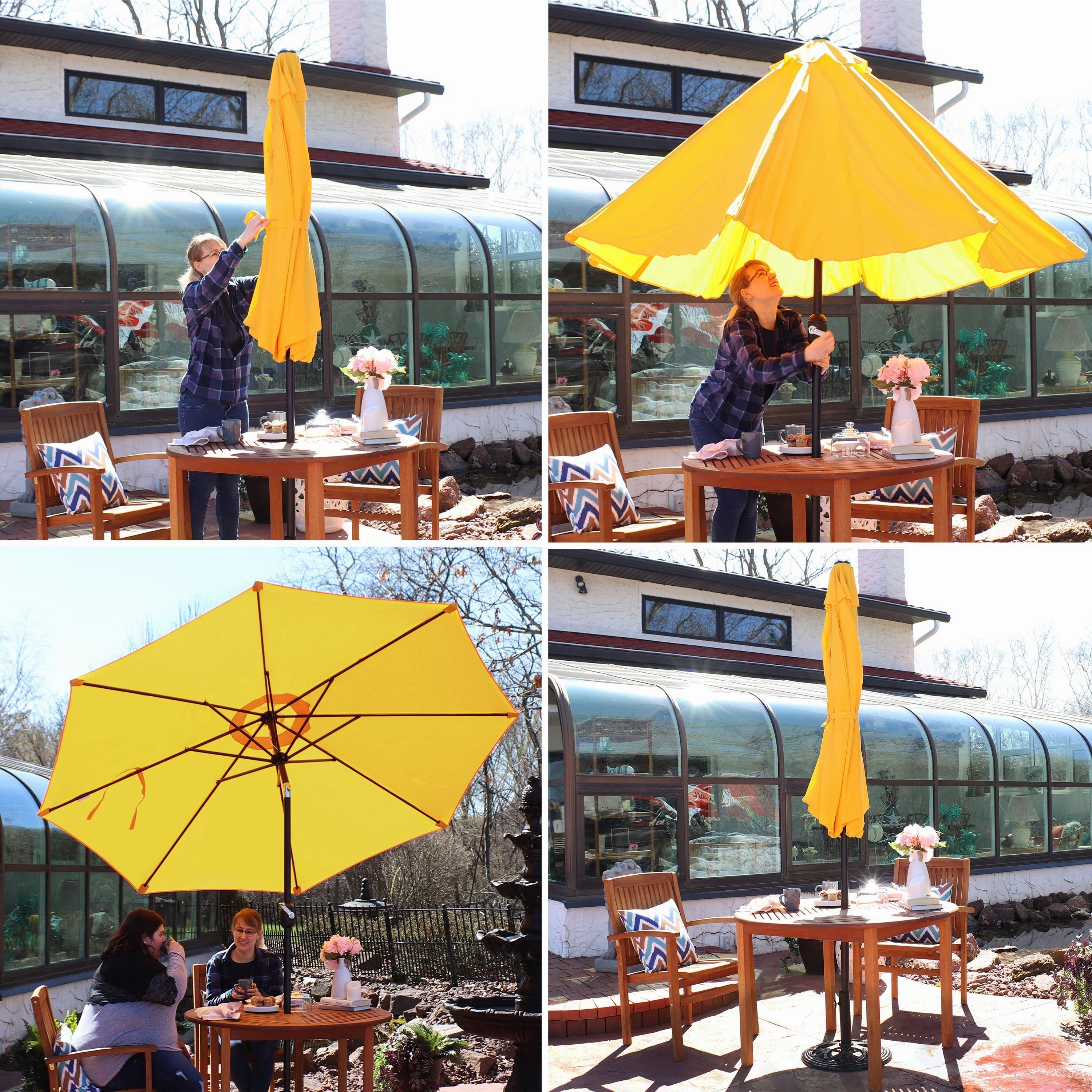 Sunnydaze Aluminum 9' Outdoor Patio Umbrella with Tilt and Crank