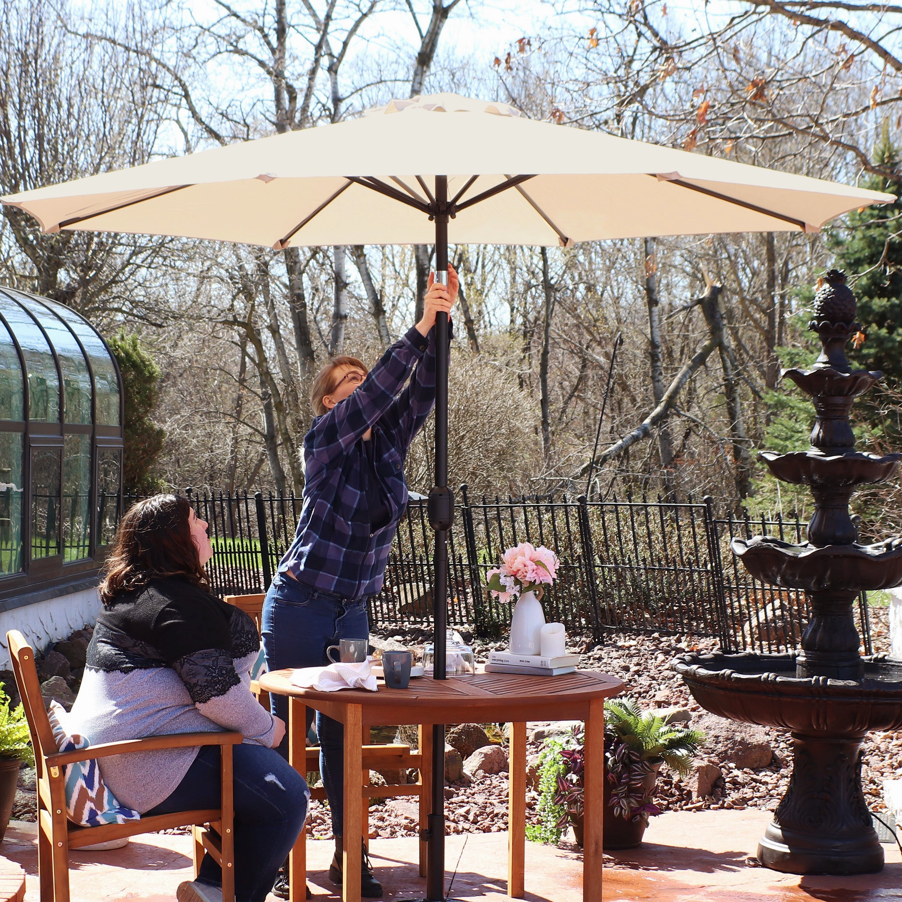 Sunnydaze Aluminum 9' Outdoor Patio Umbrella with Tilt and Crank