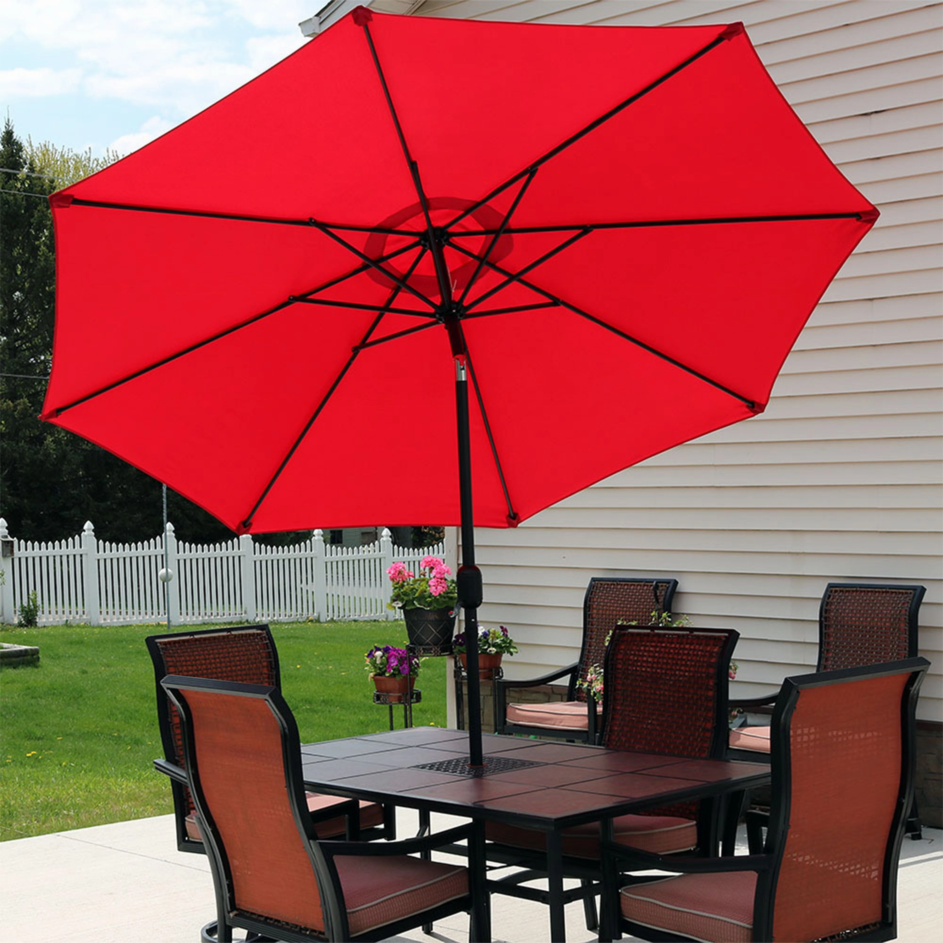 Sunnydaze Aluminum 9' Outdoor Patio Umbrella with Tilt and Crank
