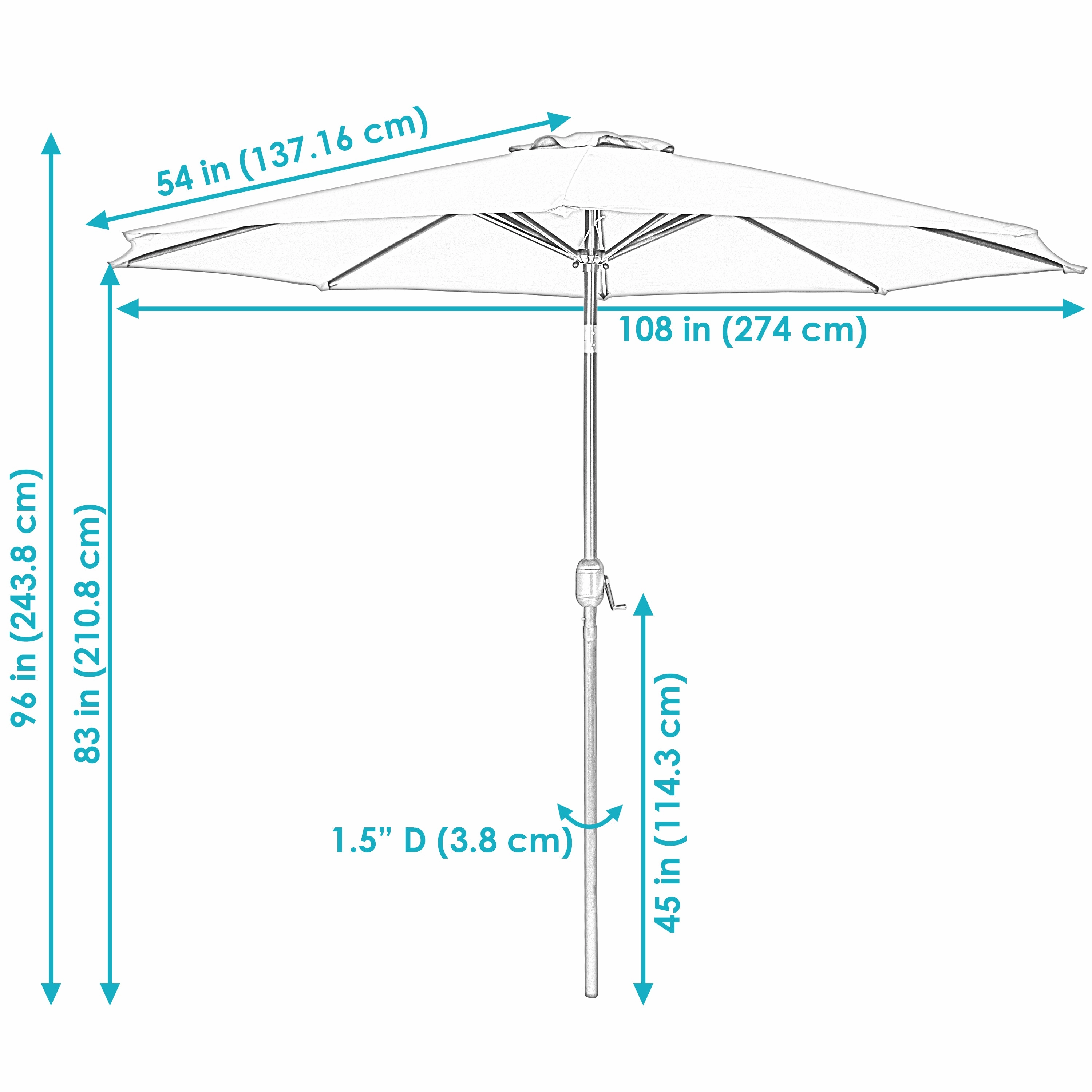 Sunnydaze Aluminum 9' Outdoor Patio Umbrella with Tilt and Crank