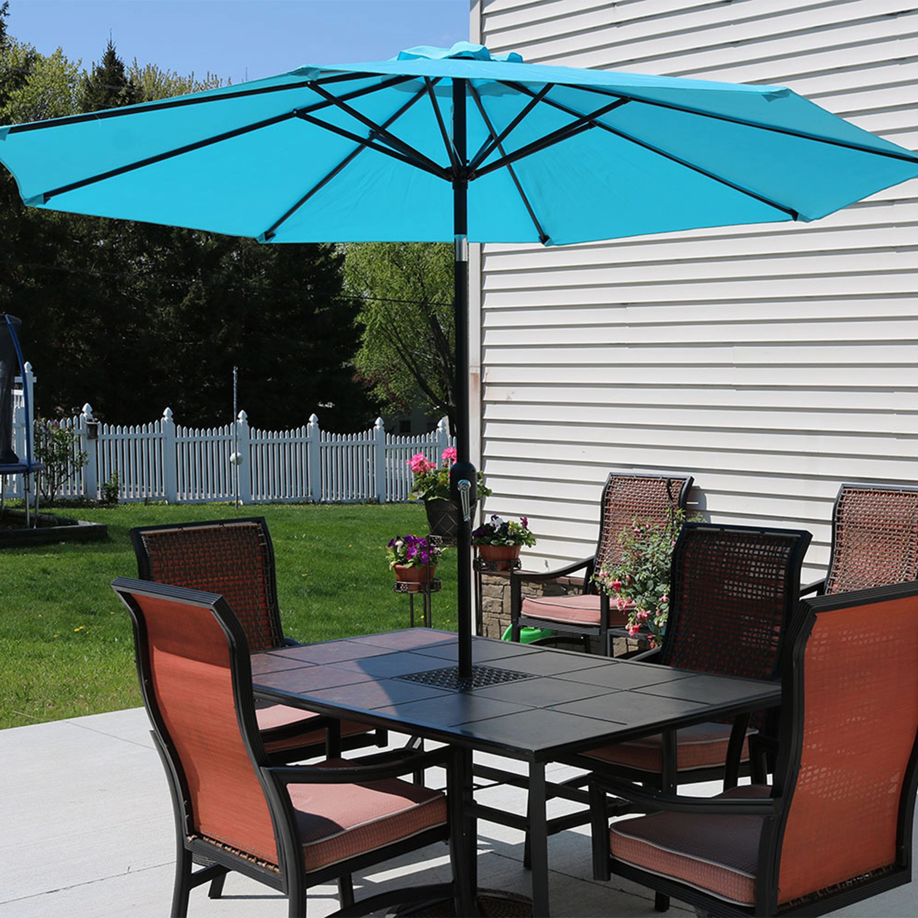 Sunnydaze Aluminum 9' Outdoor Patio Umbrella with Tilt and Crank