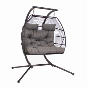 Sunnydaze Andrei Double Hanging Egg Chair with Stand - Dark Grayegg swing chair for outdoor use