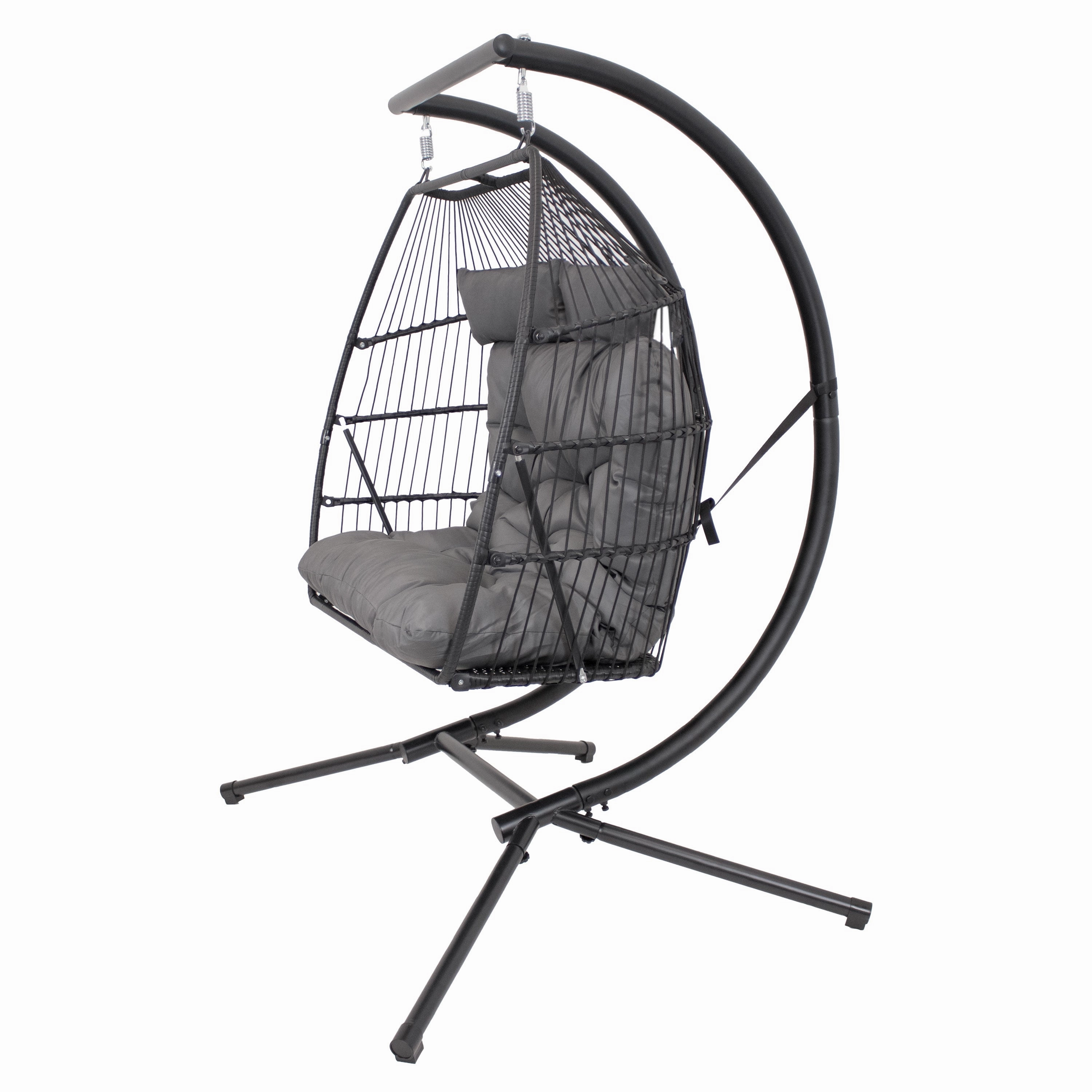 Sunnydaze Andrei Double Hanging Egg Chair with Stand - Dark Gray