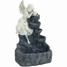 Sunnydaze Angel Falls Solar Fountain with Battery Backup - 29"outdoor garden water fountain
