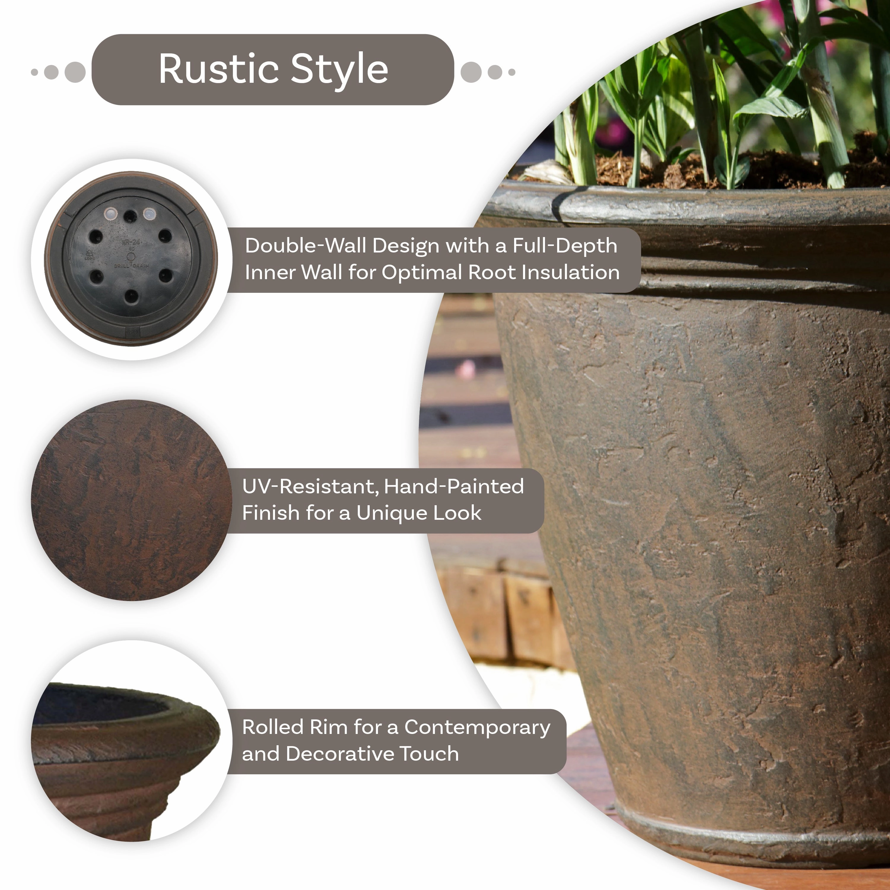 Sunnydaze Anjelica Polyresin Outdoor Flowerpot Planter