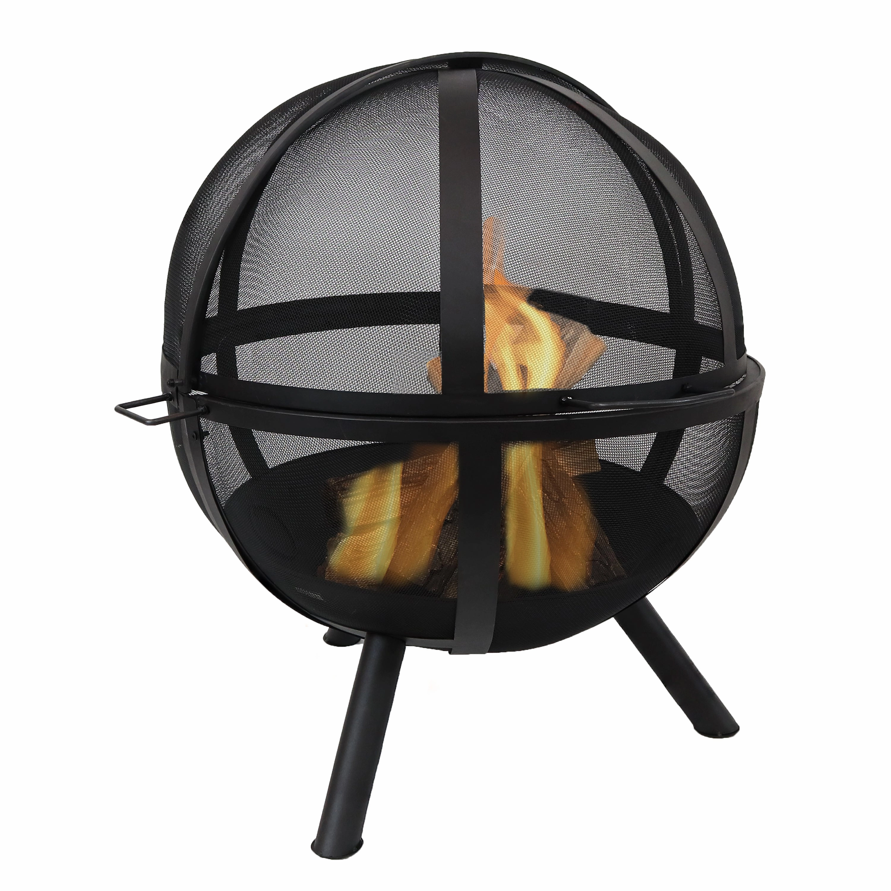 Sunnydaze Black 28" Sphere Flaming Ball Fire Pit with Protective Coverportable outdoor fire pit with lid