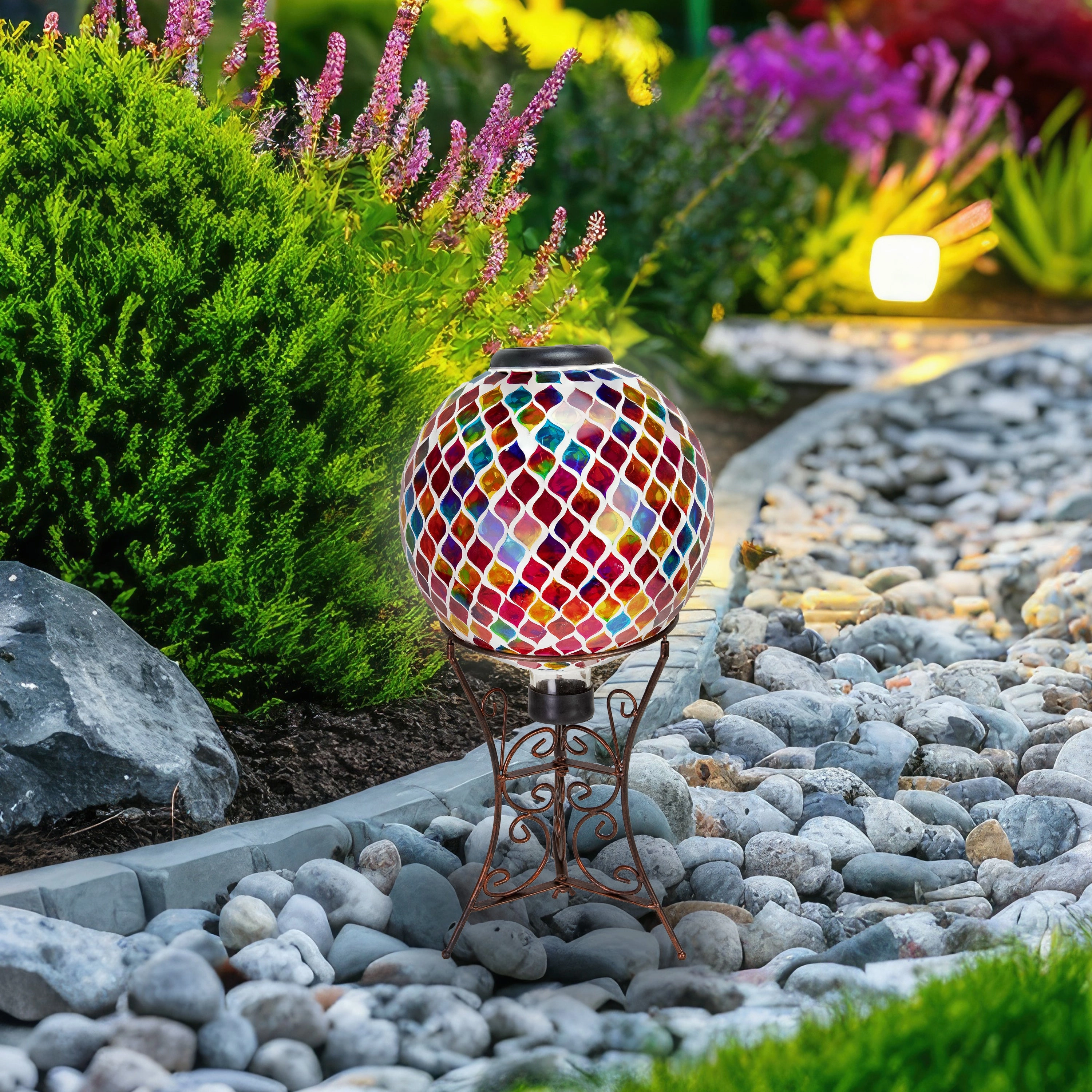 Sunnydaze Black Steel Decorative Scroll Outdoor Gazing Ball Stand - 11"