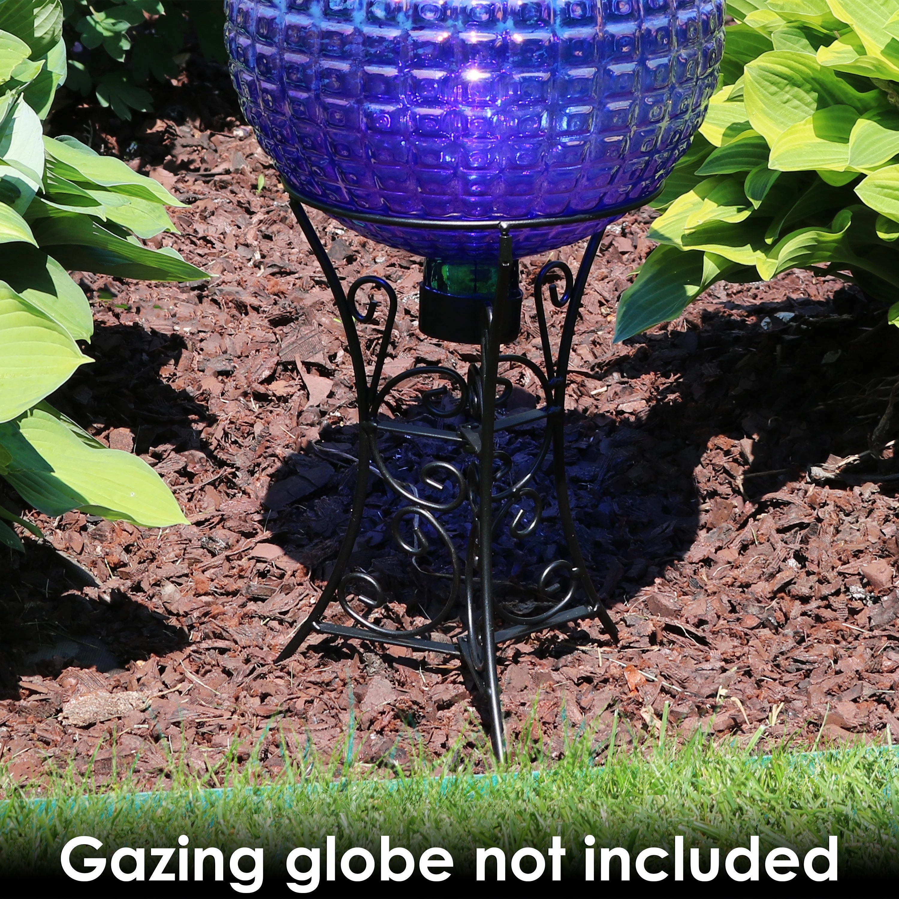 Sunnydaze Black Steel Decorative Scroll Outdoor Gazing Ball Stand - 11"