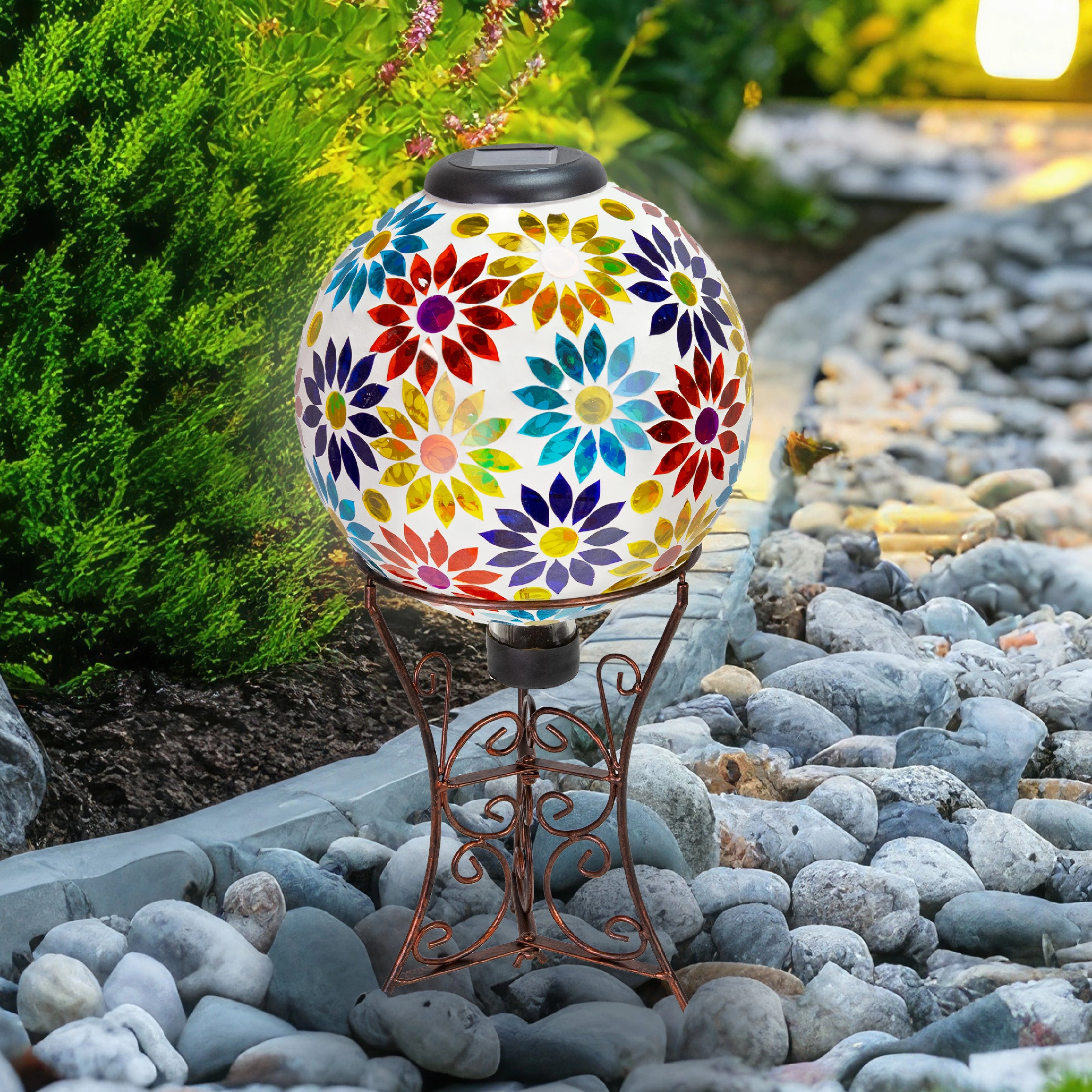 Sunnydaze Black Steel Decorative Scroll Outdoor Gazing Ball Stand - 11"