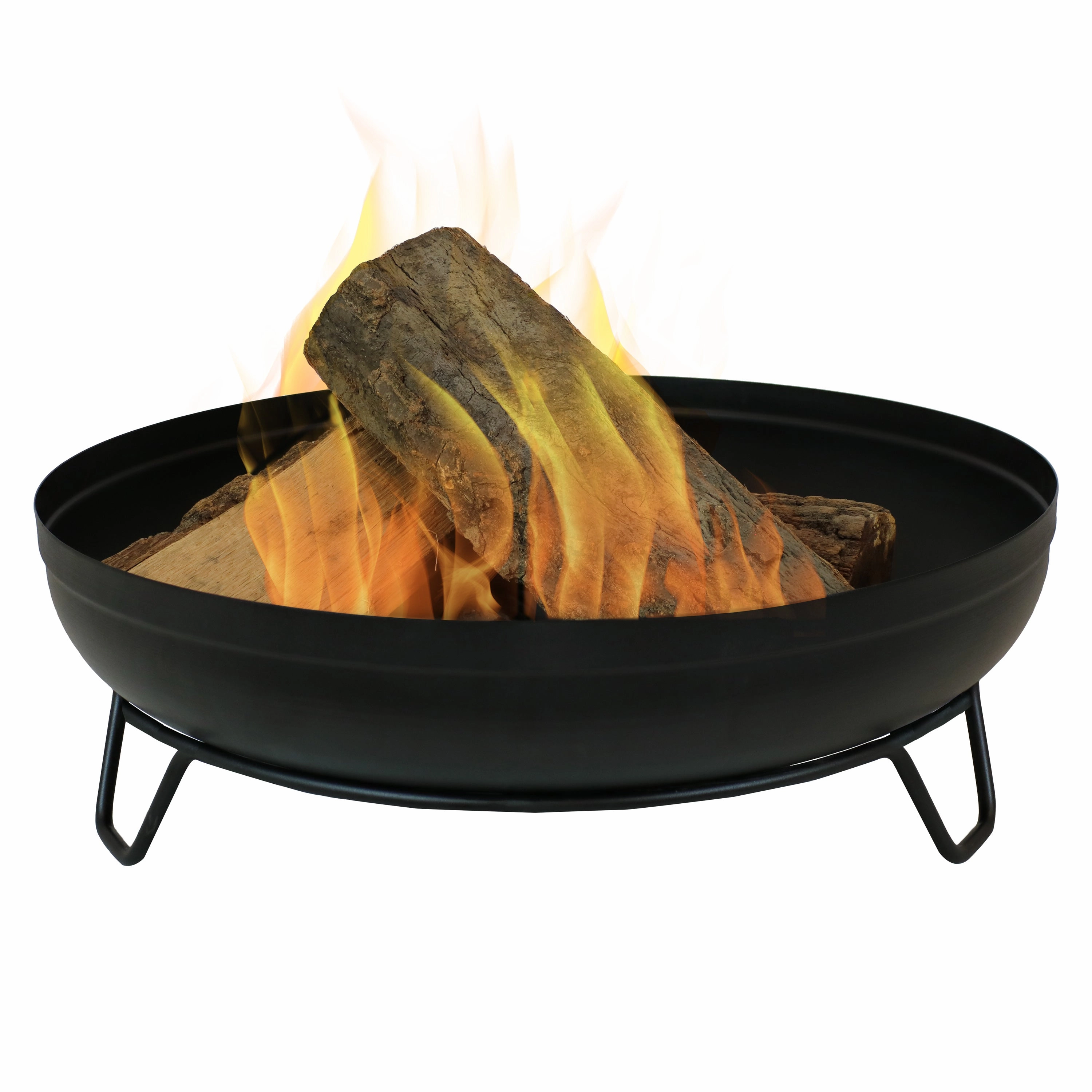 Sunnydaze Black Steel Outdoor Wood-Burning Fire Pit Bowl with Stand - 23"portable outdoor fire pit with lid