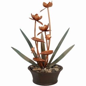 Sunnydaze Blossoms Copper Flower Fountain - 28"outdoor garden water fountain