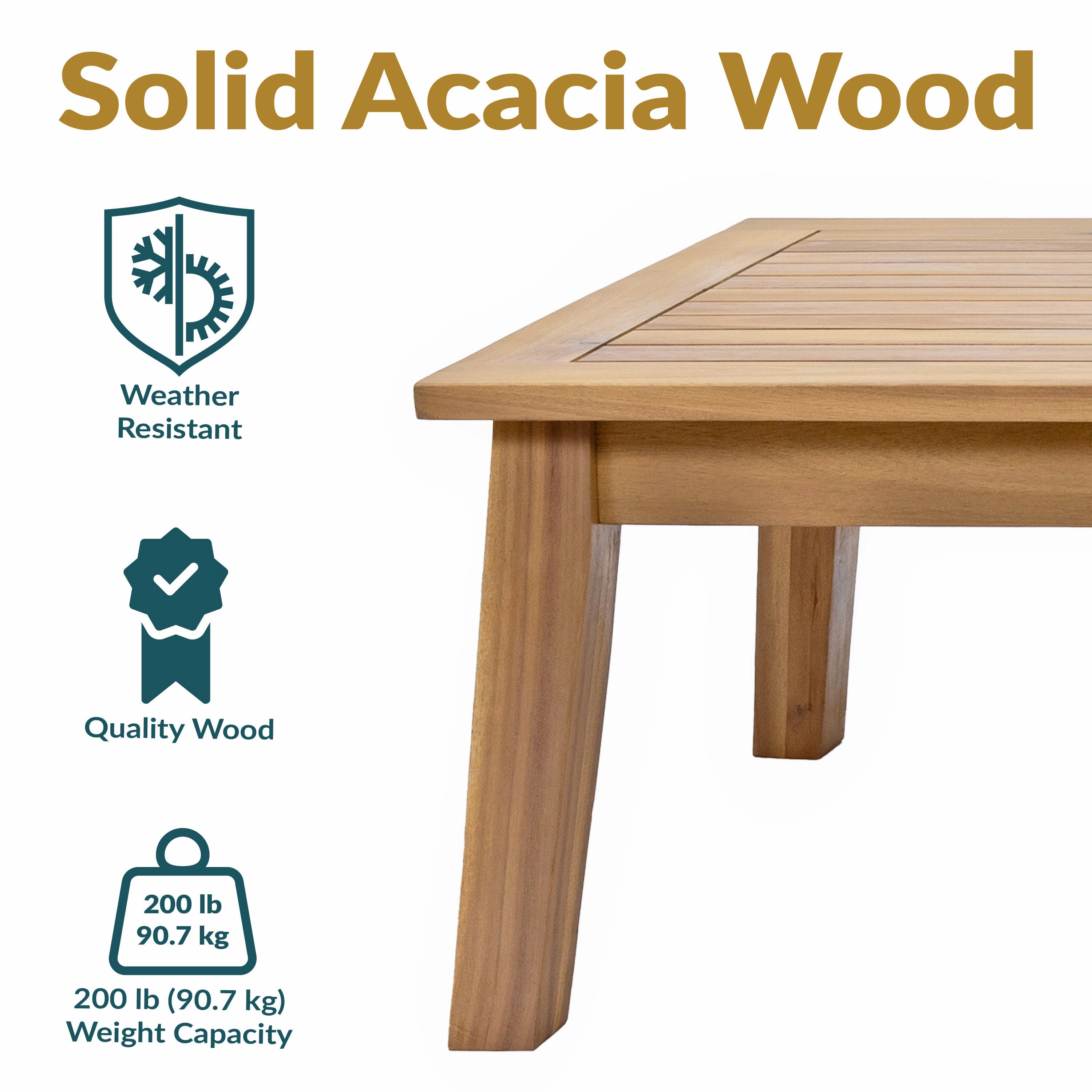 Sunnydaze Bodie 45.25" Acacia Outdoor Patio Coffee Table - Rectangular