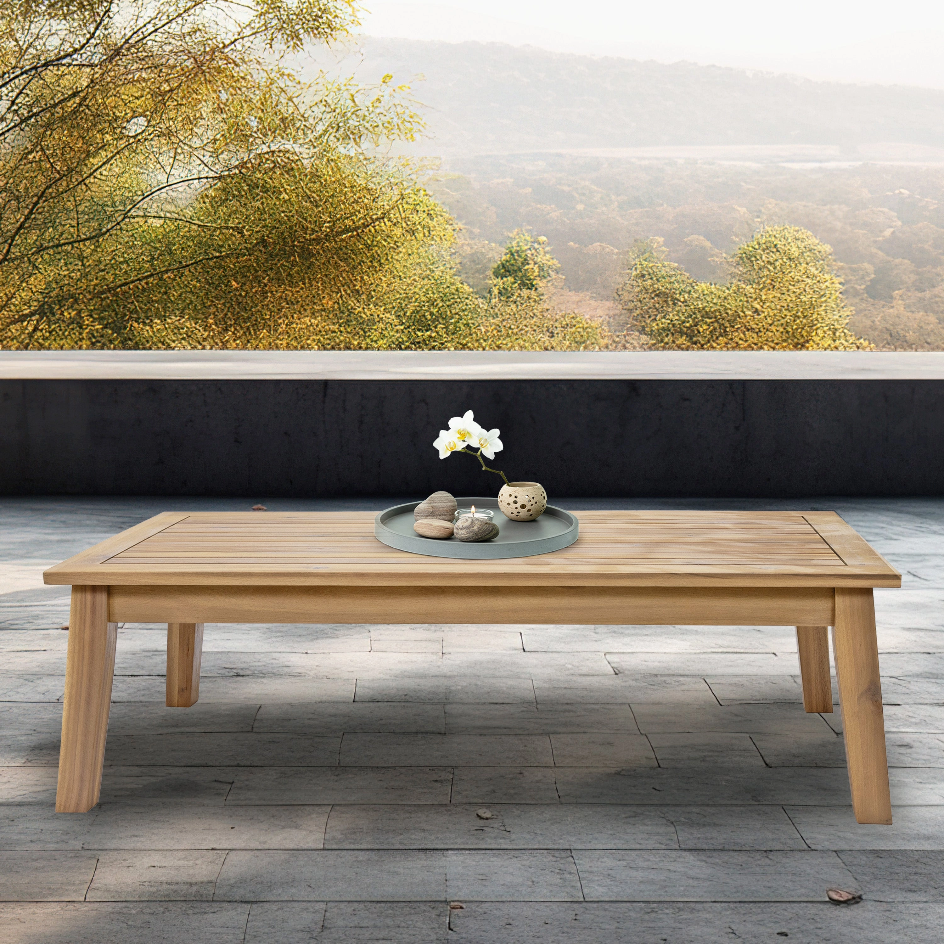 Sunnydaze Bodie 45.25" Acacia Outdoor Patio Coffee Table - Rectangular
