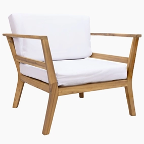 Sunnydaze Bodie Acacia Armchair with Cushions - Club Chair for Patio - Bone White Cushionsoutdoor patio furniture set