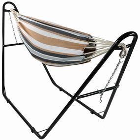 Sunnydaze Brazilian 2-Person Hammock with Universal Multi-Use Stand double size outdoor hammock for couples