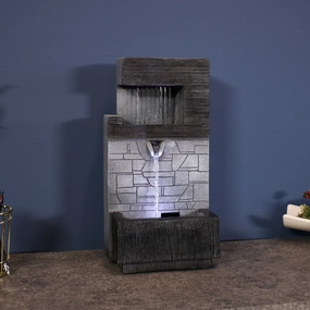 Sunnydaze Brick Wall Modern Tabletop Fountain with LED Light - 13"outdoor garden water fountain