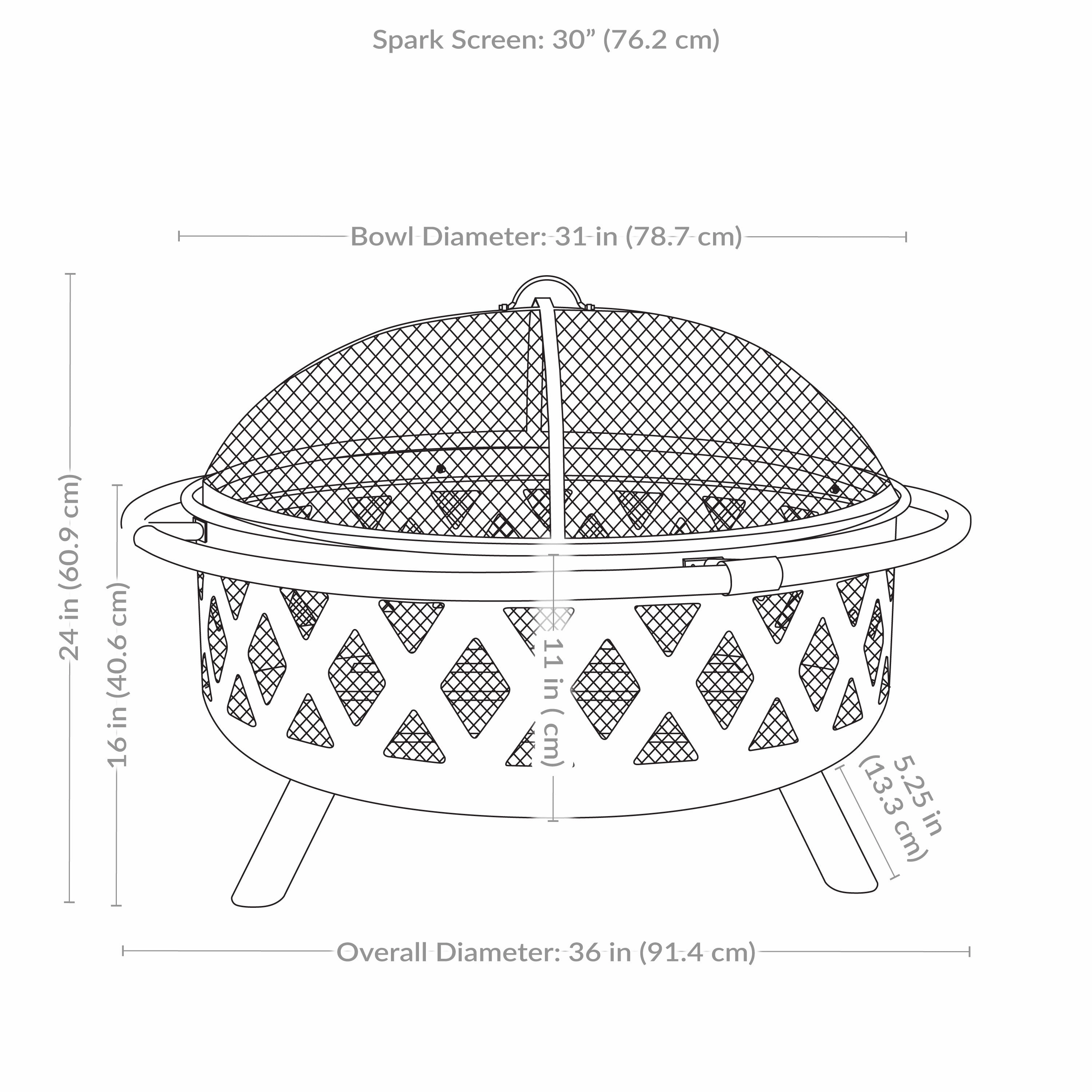 Sunnydaze Bronze Crossweave Wood-Burning Fire Pit with Spark Screen and Poker