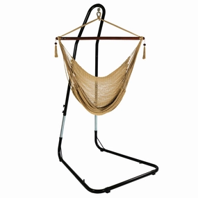 Sunnydaze Caribbean Extra Large Hammock Chair & Adjustable Stand double size outdoor hammock for couples