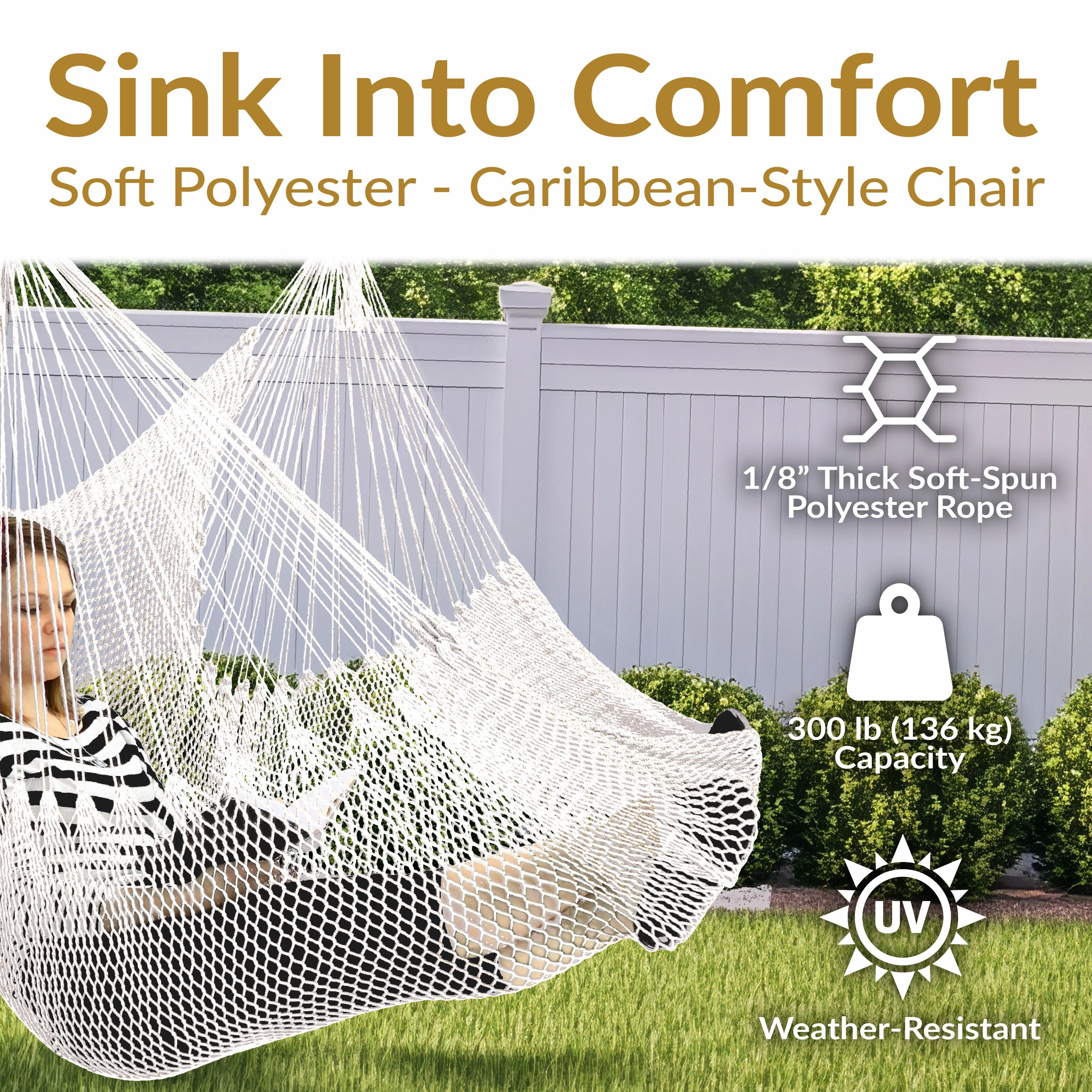 Sunnydaze Caribbean Extra Large Hammock Chair & Adjustable Stand