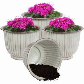 Sunnydaze Carlotta Metal Outdoor Plant Pots - 14.75" decorative outdoor planter box designs