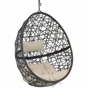 Sunnydaze Caroline Outdoor Hanging Egg Chair with Cushionegg swing chair for outdoor use