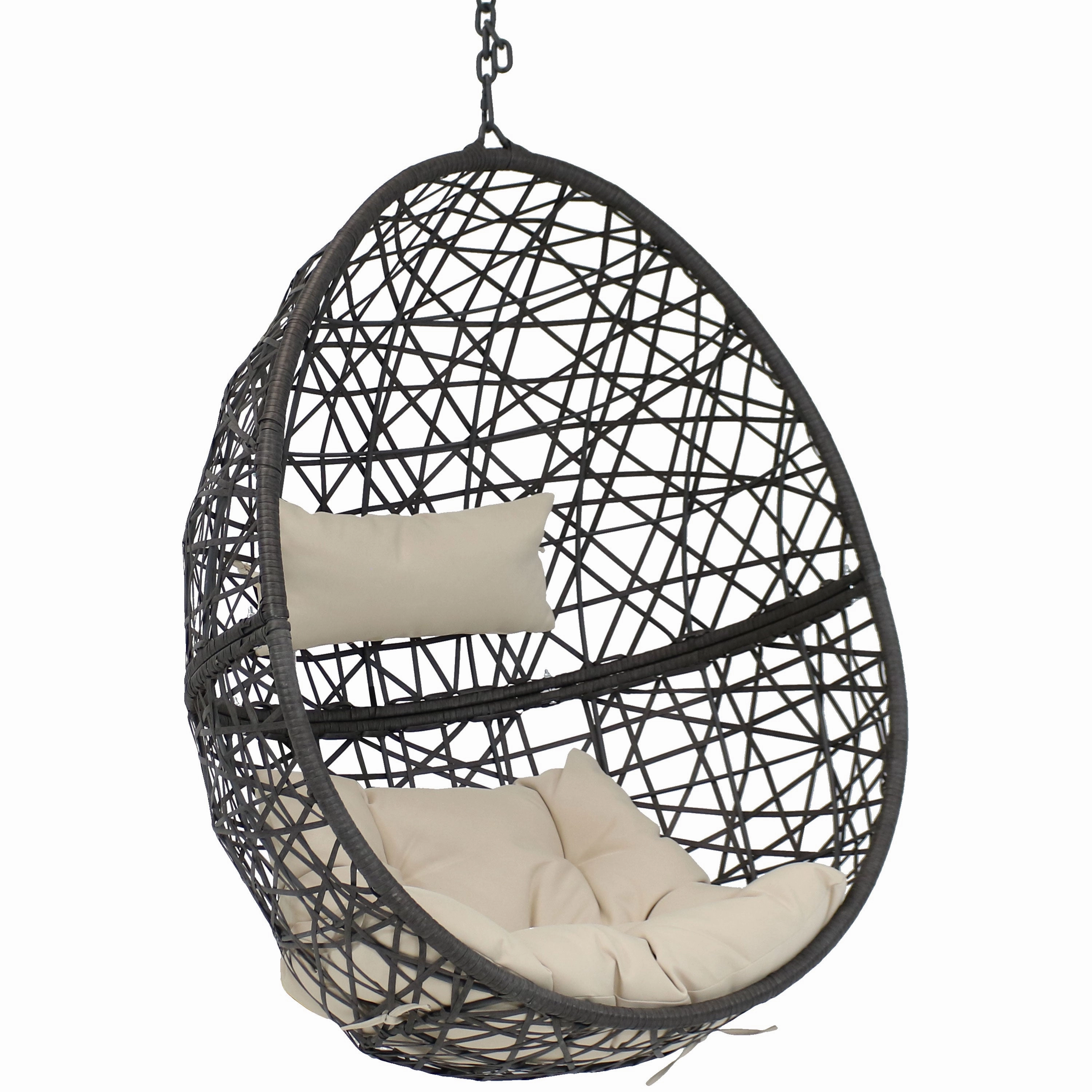 Sunnydaze Caroline Outdoor Hanging Egg Chair with Cushionegg swing chair for outdoor use