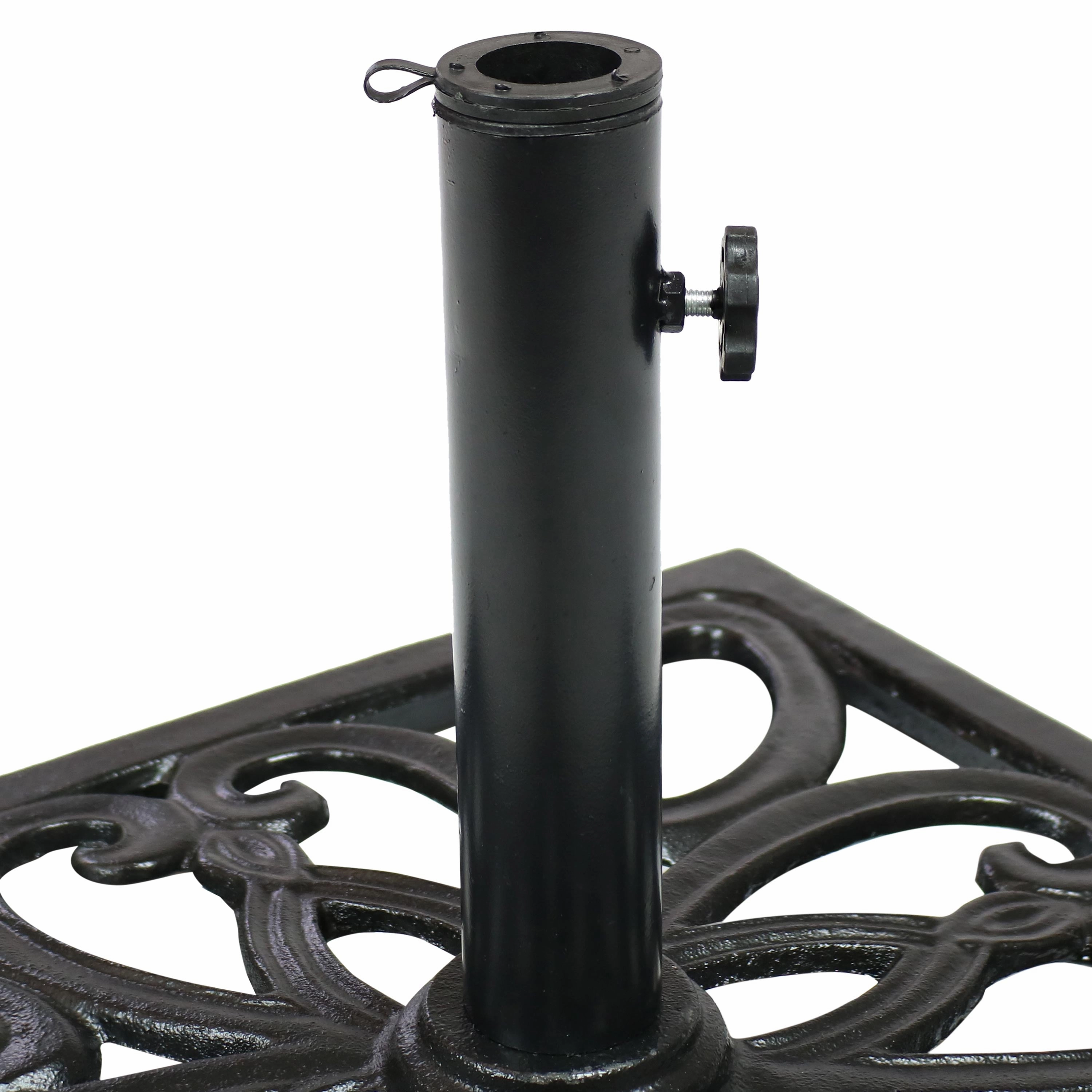 Sunnydaze Cast Iron Imperial Black Geometric Umbrella Base - 22"