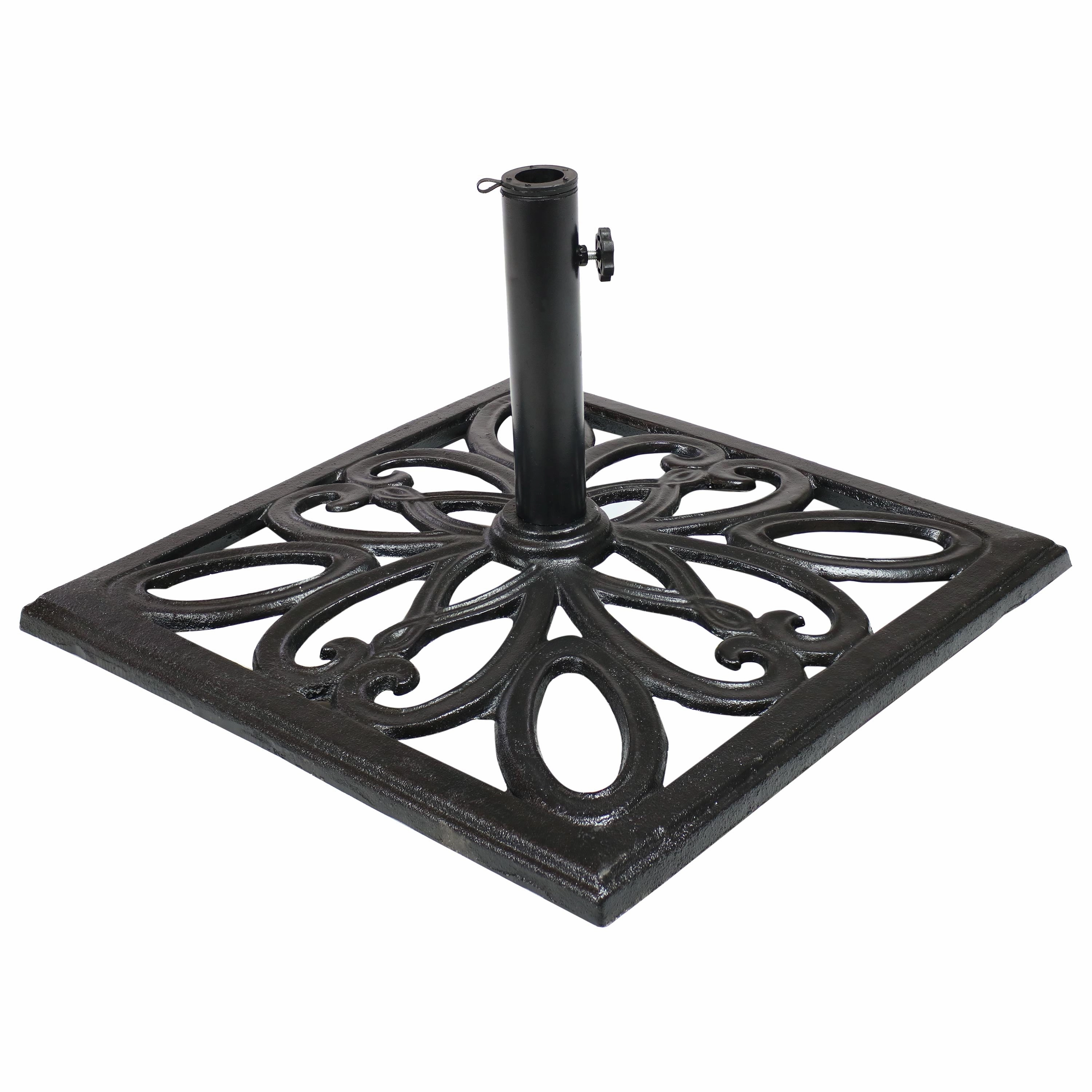 Sunnydaze Cast Iron Imperial Black Geometric Umbrella Base - 22"outdoor patio furniture set