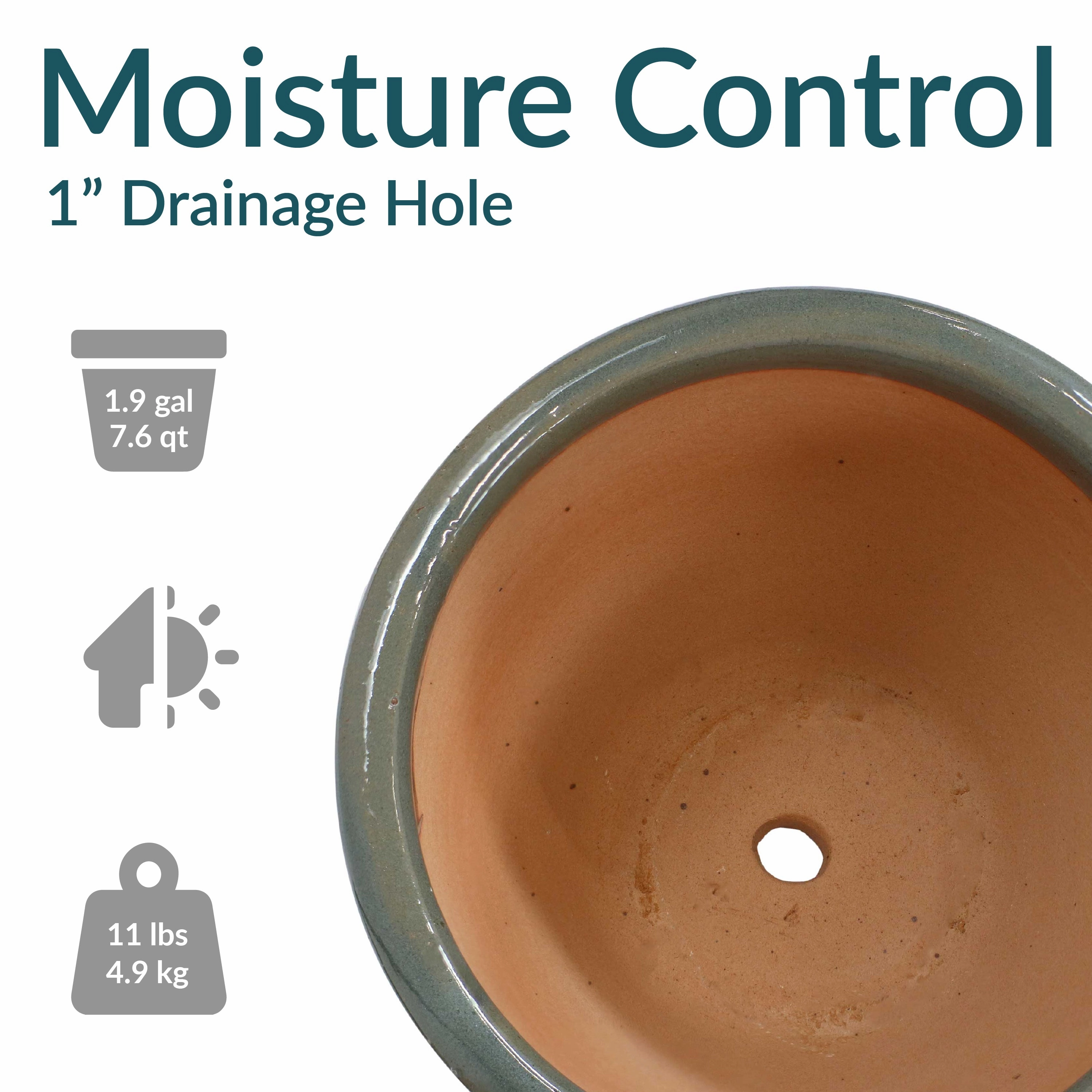 Sunnydaze Chalet Glazed Ceramic Planter with Drainage Holes - Set of 2