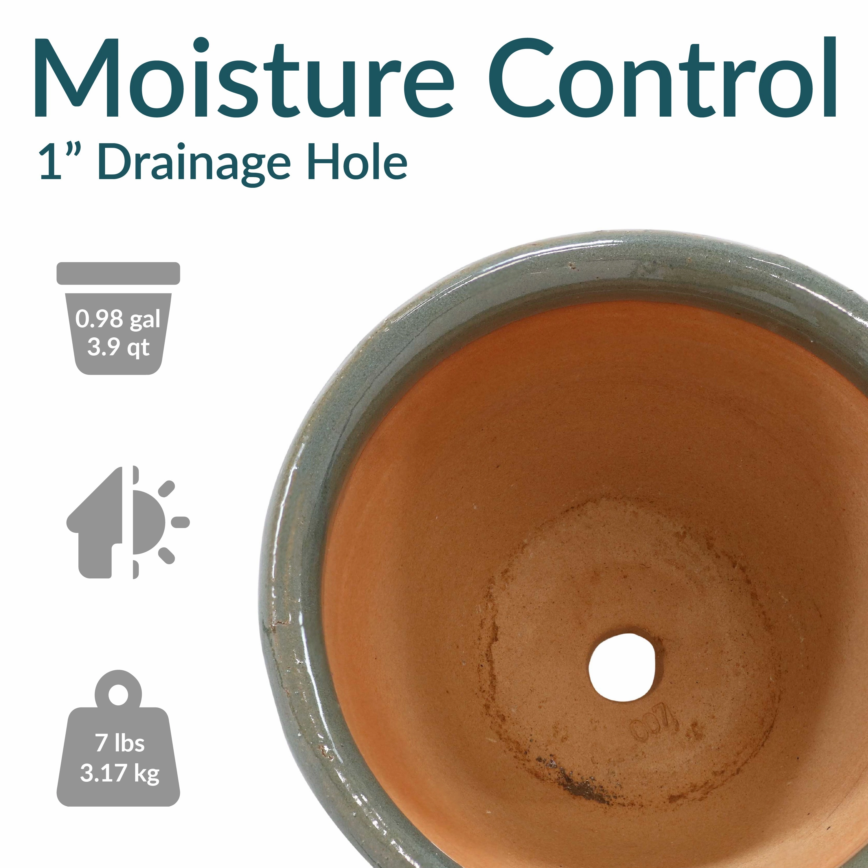 Sunnydaze Chalet Glazed Ceramic Planter with Drainage Holes - Set of 2