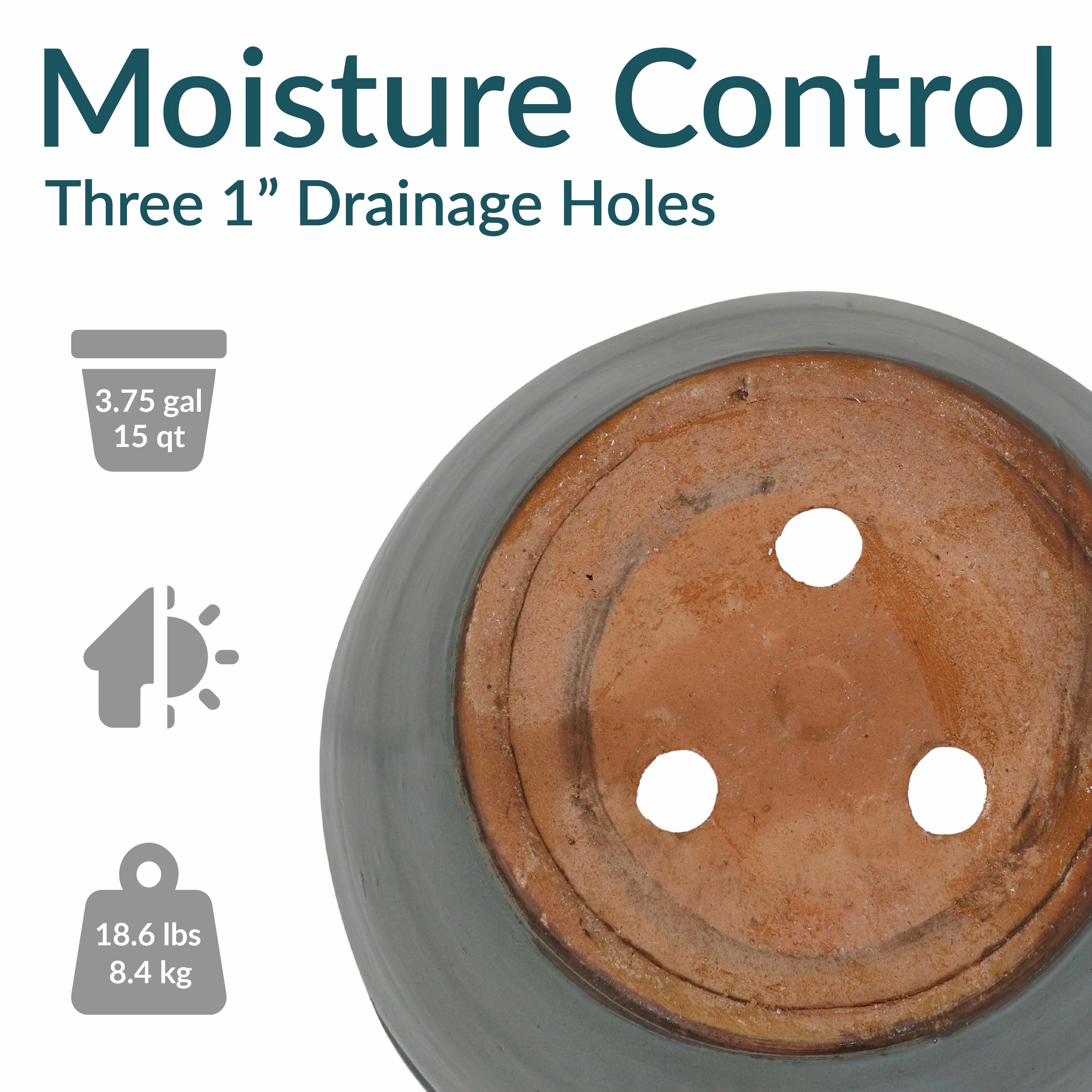 Sunnydaze Chalet Round Glazed Ceramic Planter with Drainage