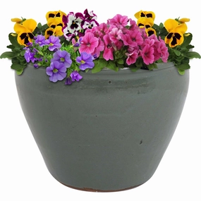 Sunnydaze Chalet Round Glazed Ceramic Planter with Drainage decorative outdoor planter box designs