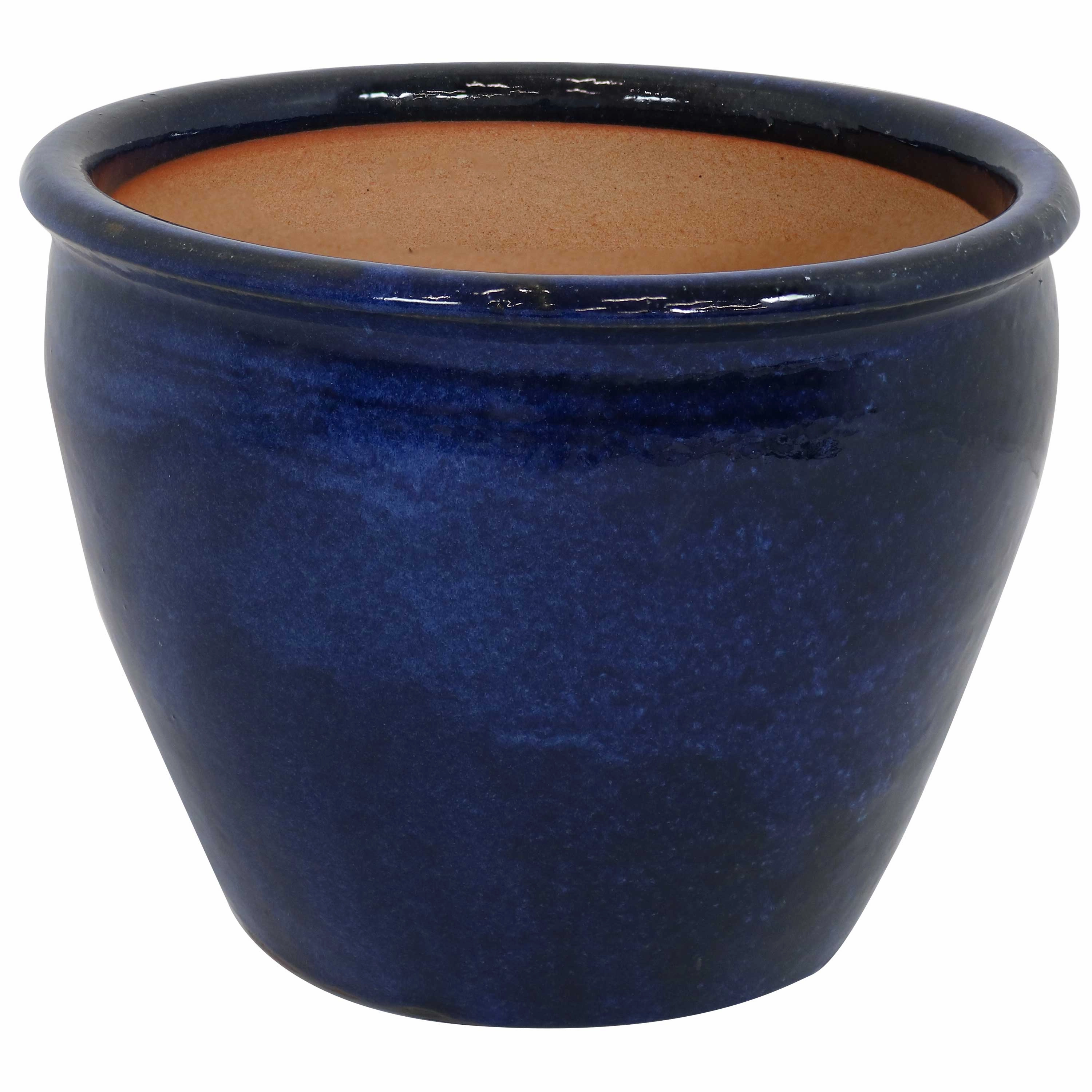 Sunnydaze Chalet Round Glazed Ceramic Planter with Drainage