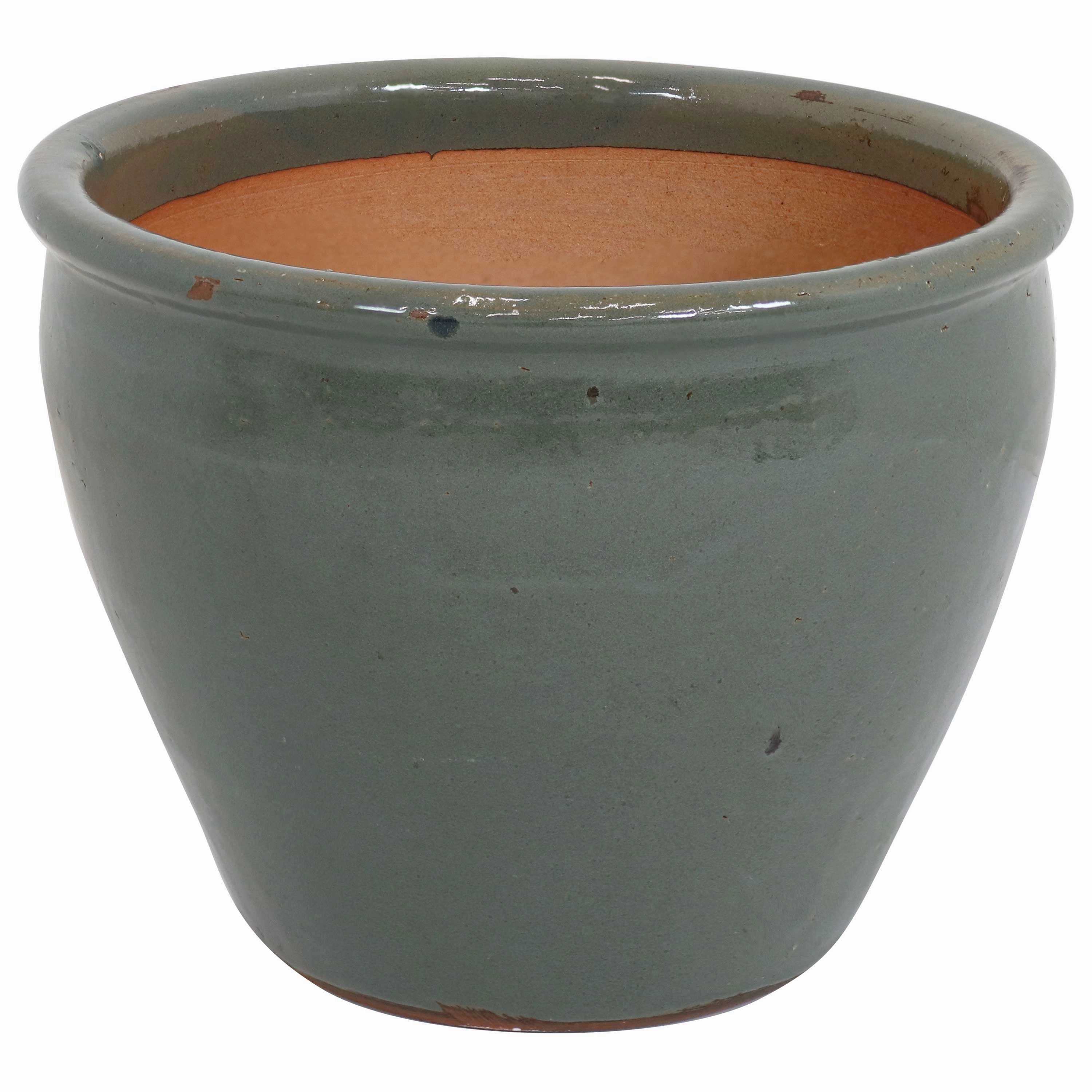 Sunnydaze Chalet Round Glazed Ceramic Planter with Drainage