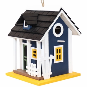 Sunnydaze Charming Cottage LED Solar Wooden Outdoor Hanging Bird House - 9.25"outdoor garden decorative ornaments