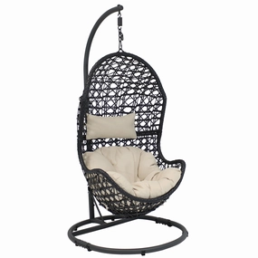 Sunnydaze Cordelia Hanging Egg Chair with Steel Stand and Cushionegg swing chair for outdoor use